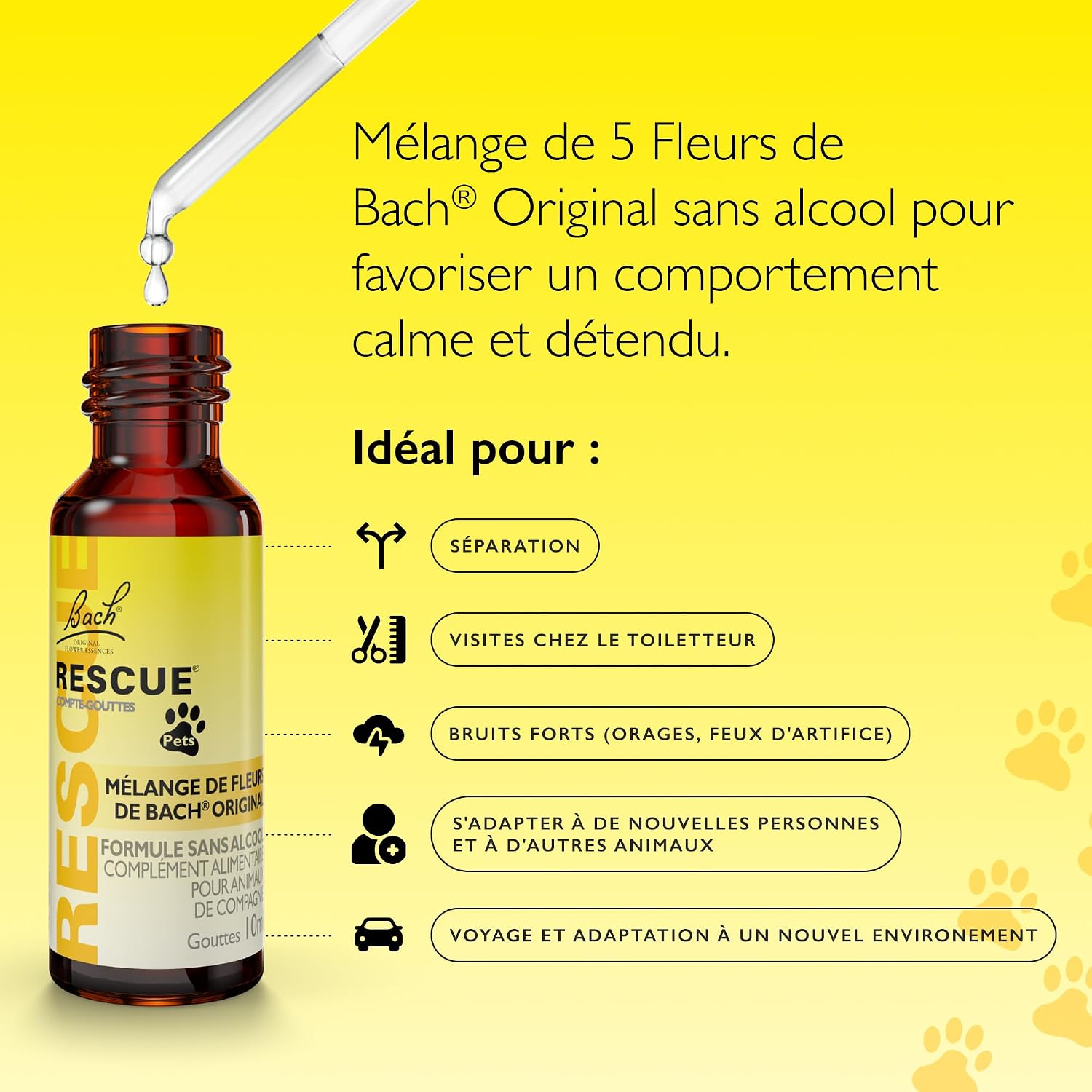 Detalle de Rescue Pets Compte-Gouttes: La sérénité pour animaux de compagnie, Vegan, flacon 10 ml