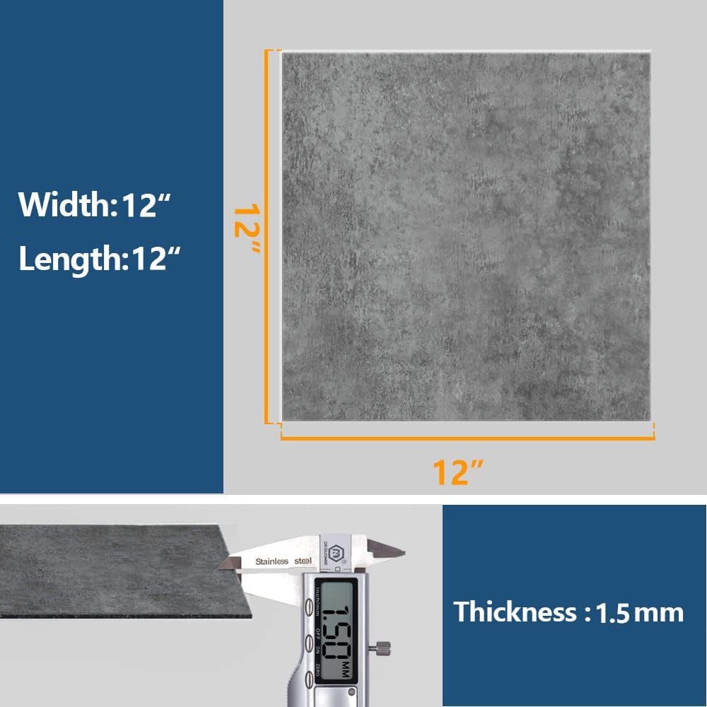 Thumbnail 5 de VEELIKE Self-Adhesive Floor Tiles: Concrete Effect Vintage Grey 30x30cm (24 Tiles)