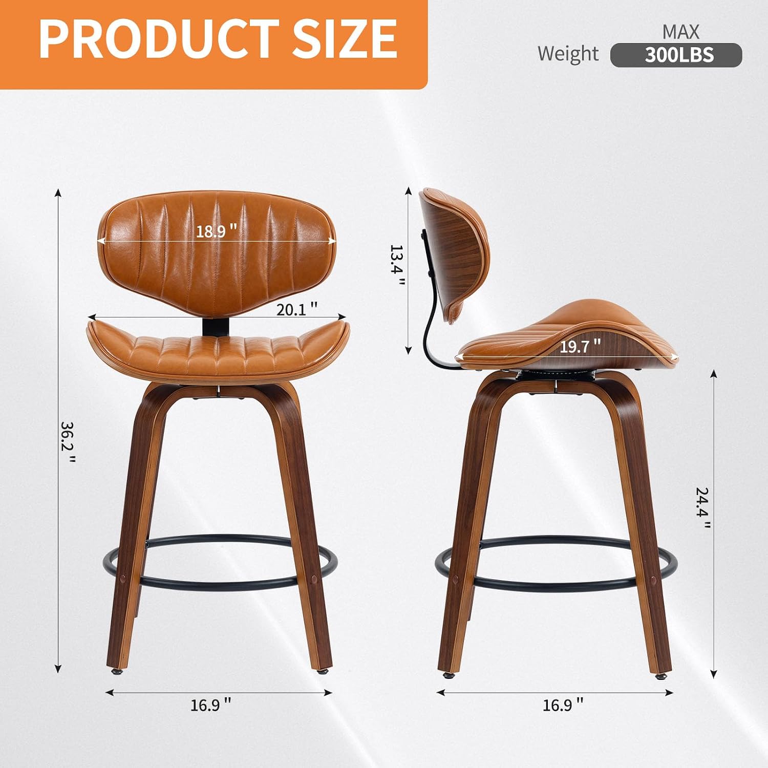 Detalle de CHIDOCHILO Swivel Bar Stools, 24-Inch