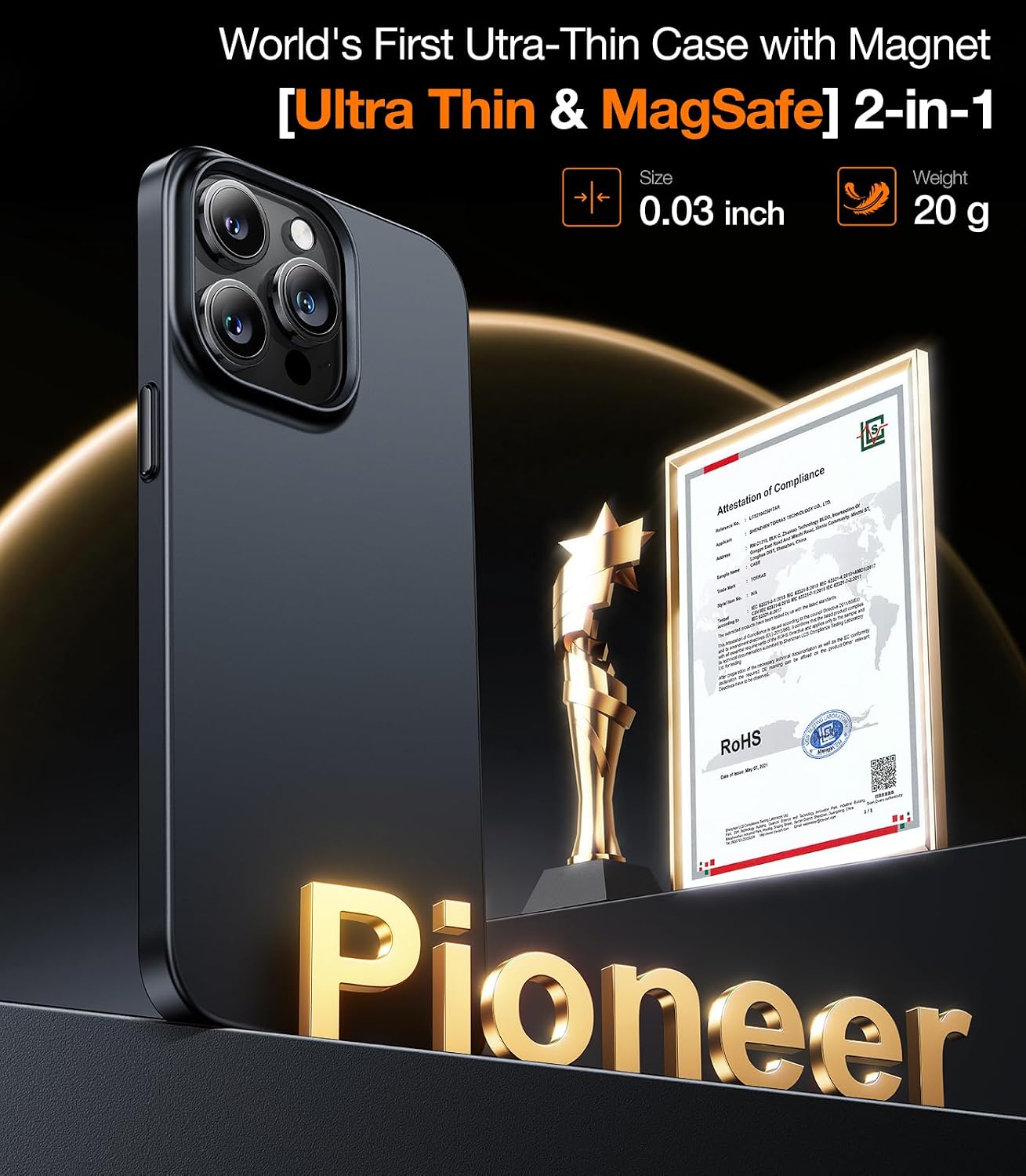 Detalle 2 de TORRAS Magnetic Slim-Fit for iPhone 15 Pro Max Case — Ultra-Thin MagSafe Protection