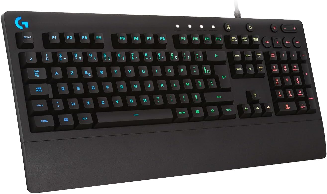 Detalle de Logitech G213 Prodigy — Clavier Gamer AZERTY, éclairage RGB LIGHTSYNC et commandes multimédia dédiées