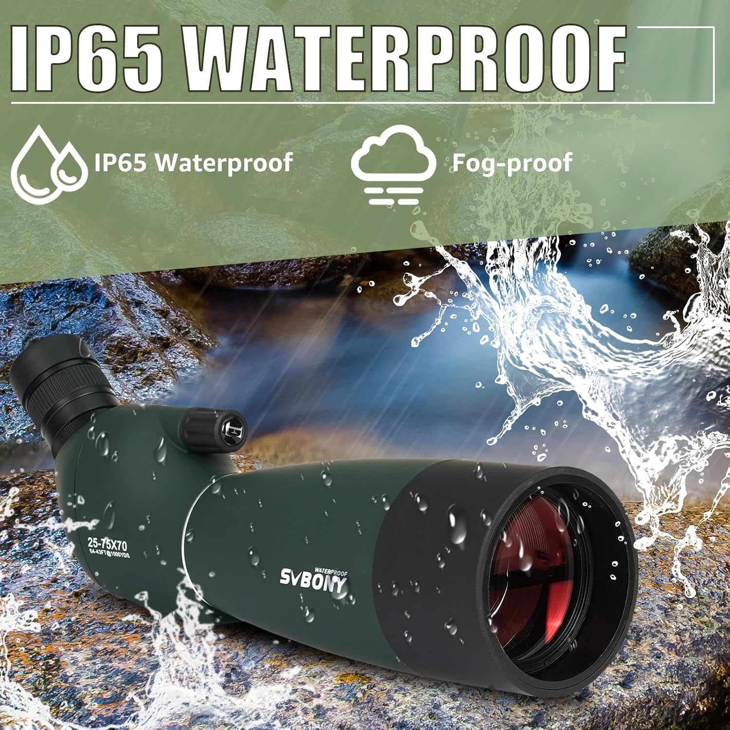 Thumbnail 4 de Svbony SV28 PLUS (SV28 Verbessert) 25-75×70 Spektiv mit Stativ – burgunderrote Beschichtung, FMC/BAK4, wasserdicht