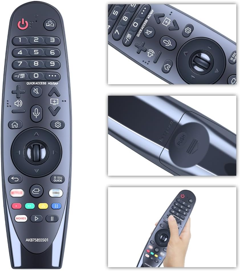 Detalle de TCNOUMT Replacement AKB75855501 Remote for LG Smart TV (AN-MR20GA / AN-MR19BA) – No Voice or Pointer
