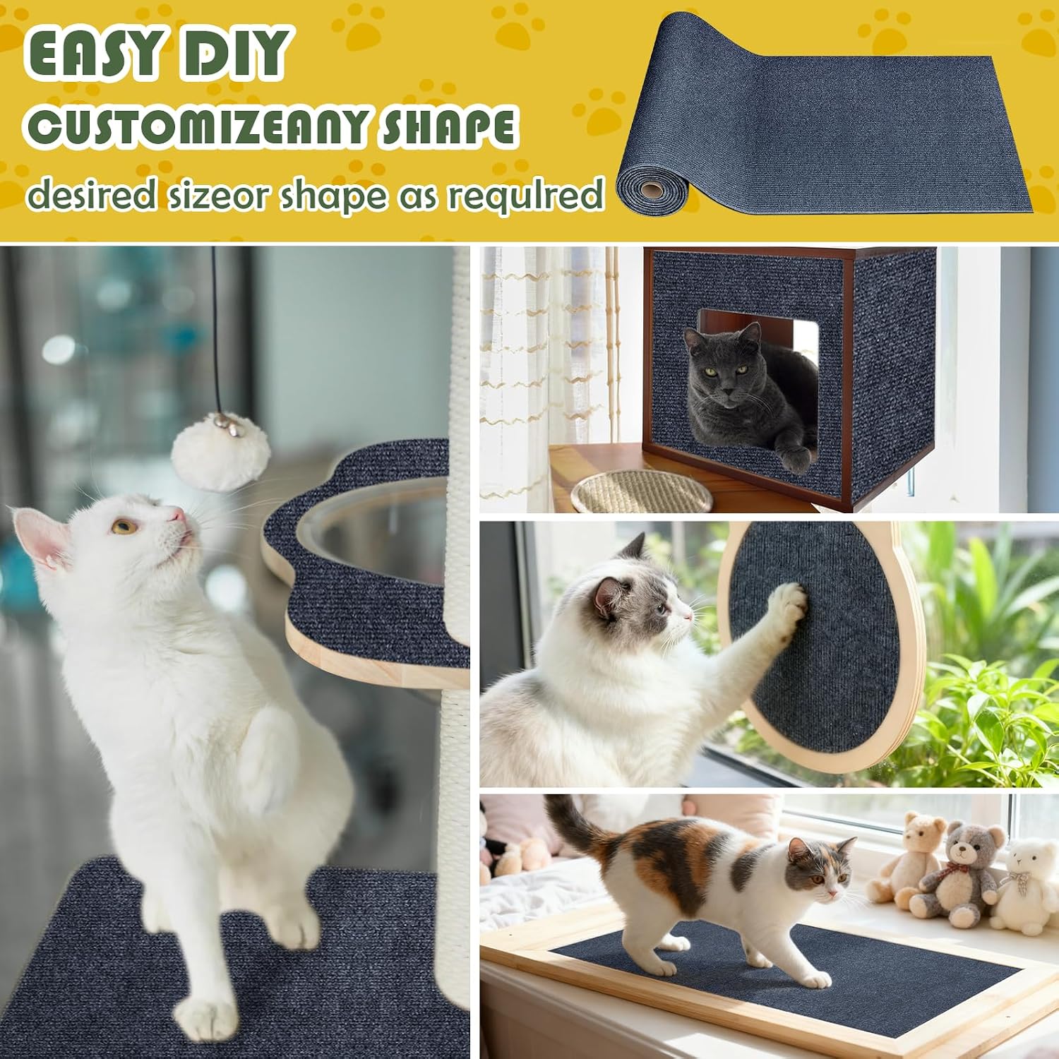 Detalle de Litrue 40 x 200cm Cat Scratching Mat: Large, Self-Adhesive & Cuttable Guardian for Furniture
