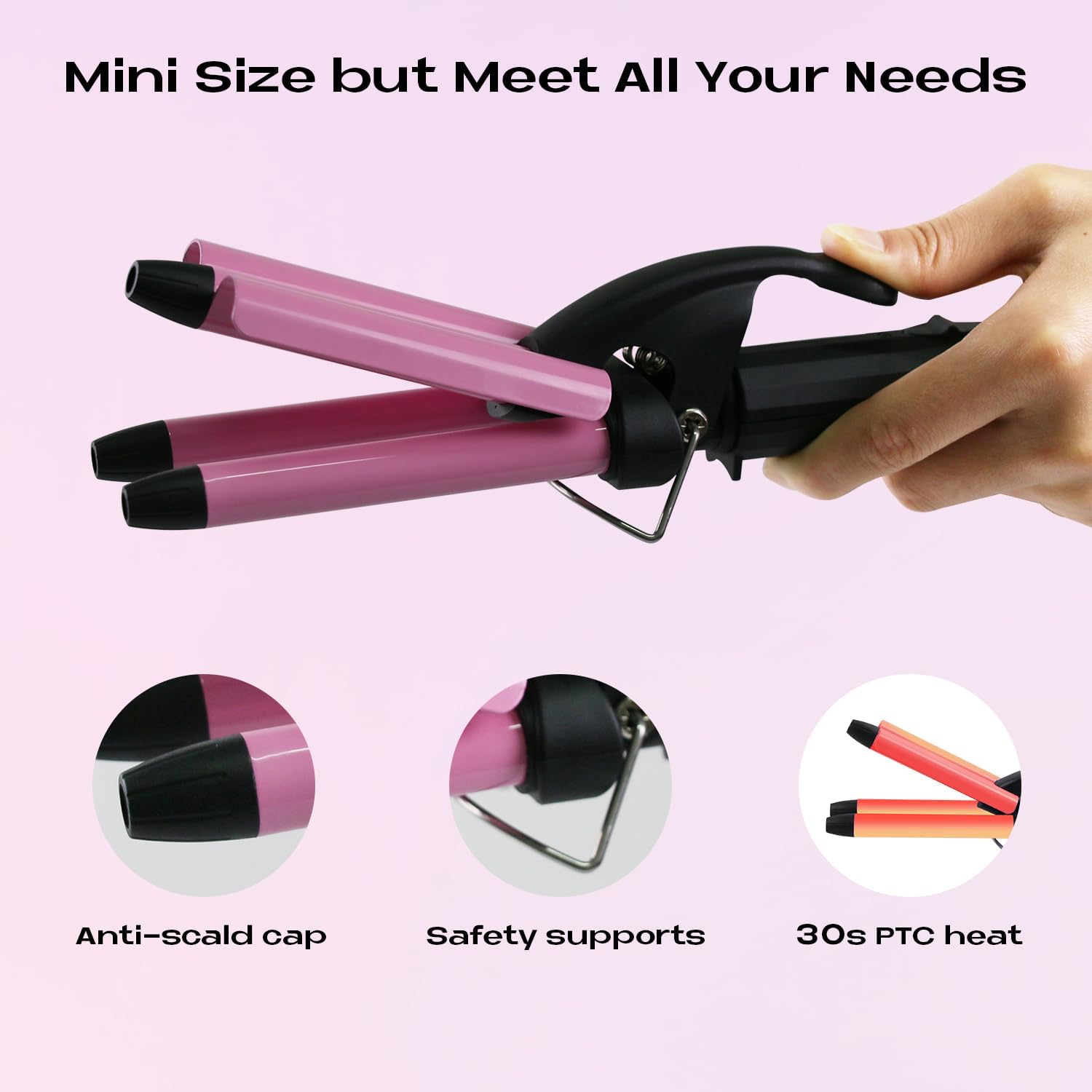 Thumbnail 3 de janelove 3 Barrels Mini Hair Waver 13mm Pink