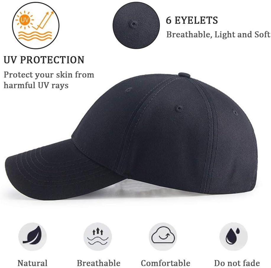 Detalle 2 de HGDGears Plain Baseball Cap Snapback for Men – Classic 6-Panel Adjustable Sun Visor Hat