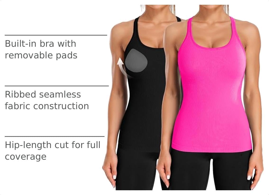 Thumbnail 3 de ATTRACO 2-Pack Ribbed Tank Top with Bra