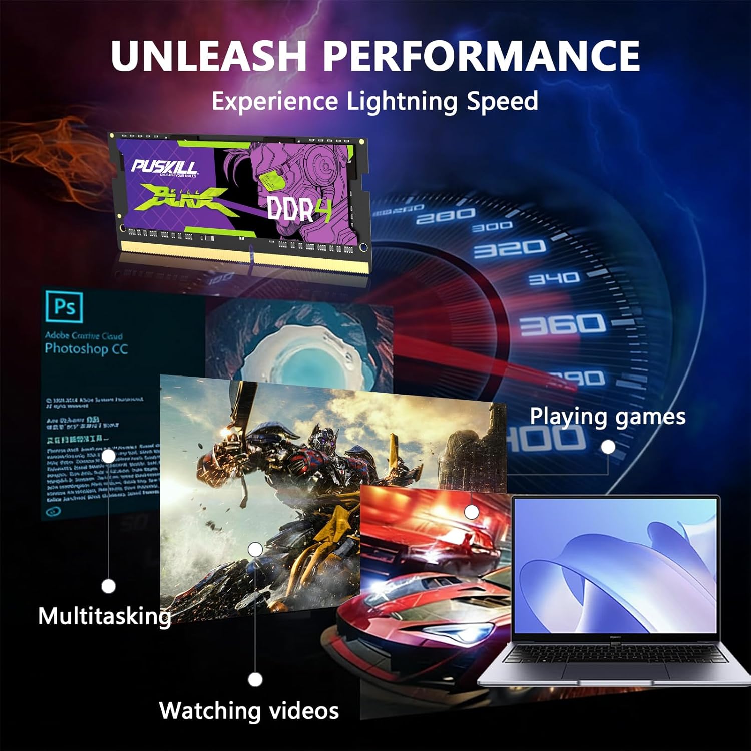 Thumbnail 5 de PUSKILL DDR4 Laptop RAM 32GB Kit (2x16GB) 3200MHz SODIMM CL22 1.2V — Plug-and-Play Upgrade for Intel & AMD