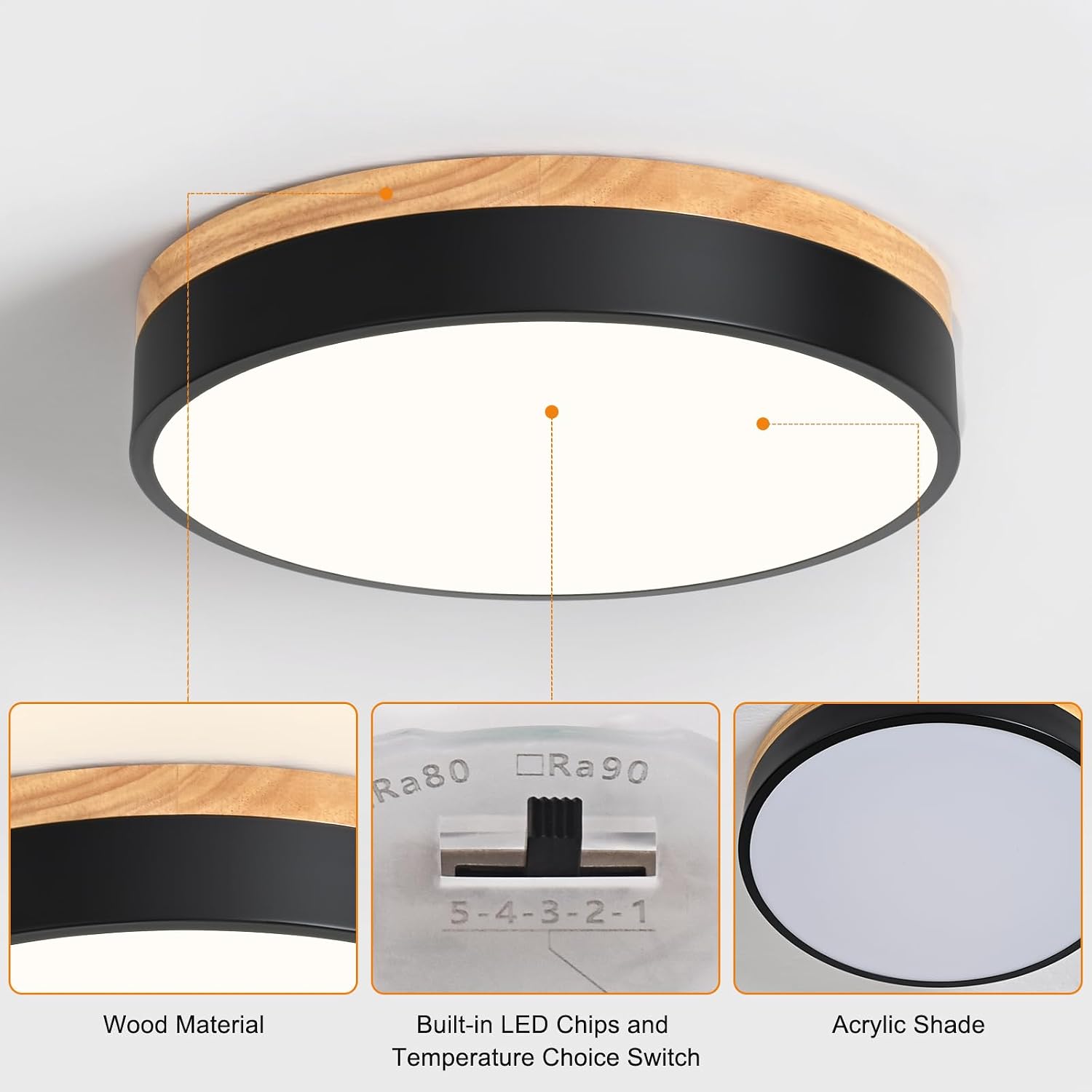 Detalle 1 de Yiisem LED flush-mount ceiling light, 11.8 in