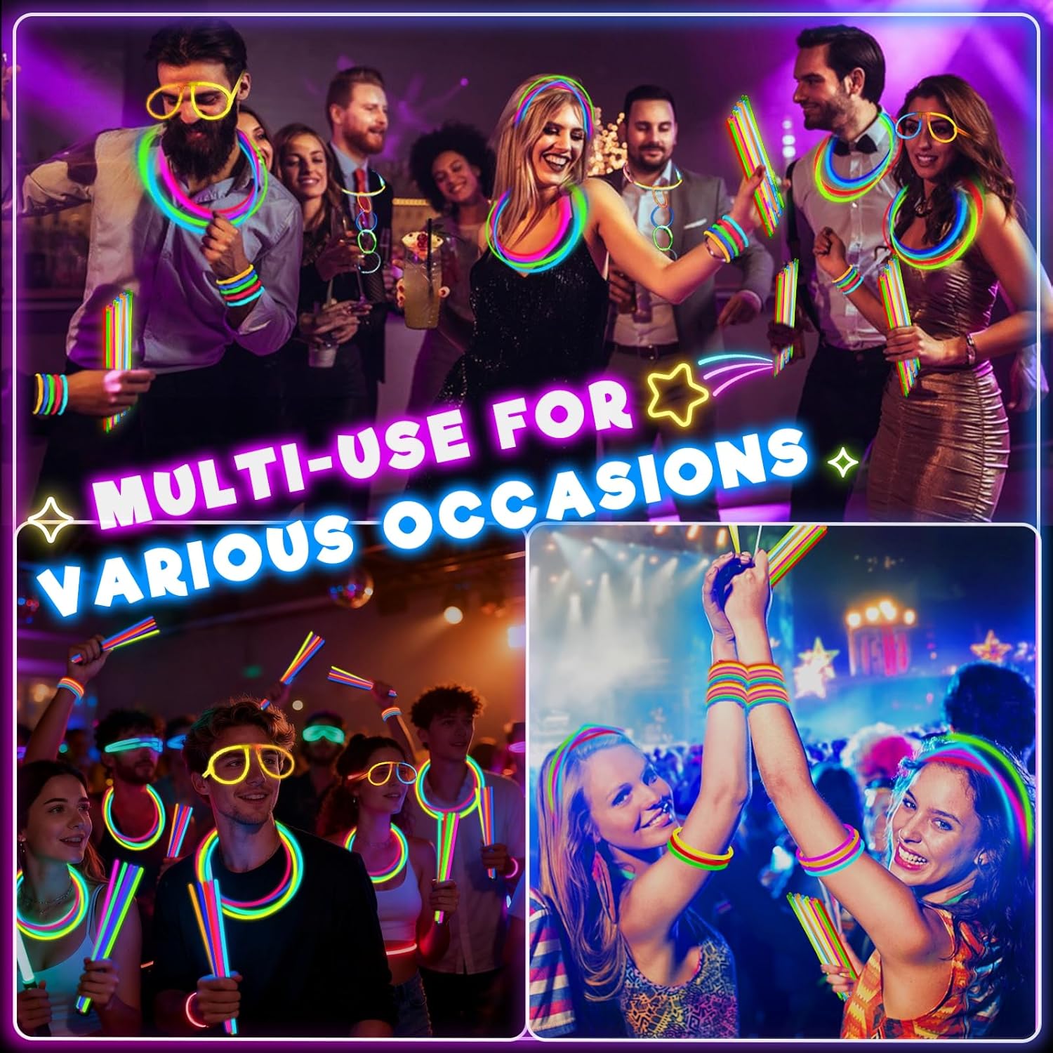 Detalle 2 de TURNMEON 500-Pack Glow Sticks, 8-Inch Bracelets and Necklaces with Connectors