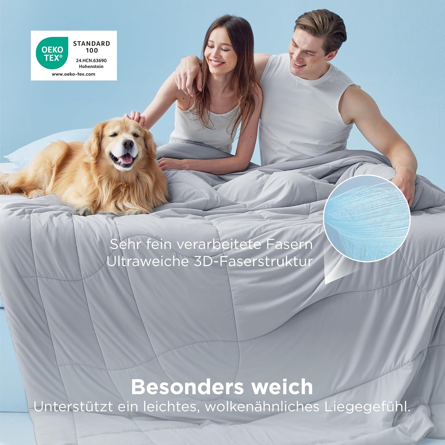 Detalle de BEDSURE Kühldecke Doppelseitig Sommerdecke 135x200 – Arc-Chill Kühltechnik, Q-Max > 0,4, OEKO-TEX, Grau