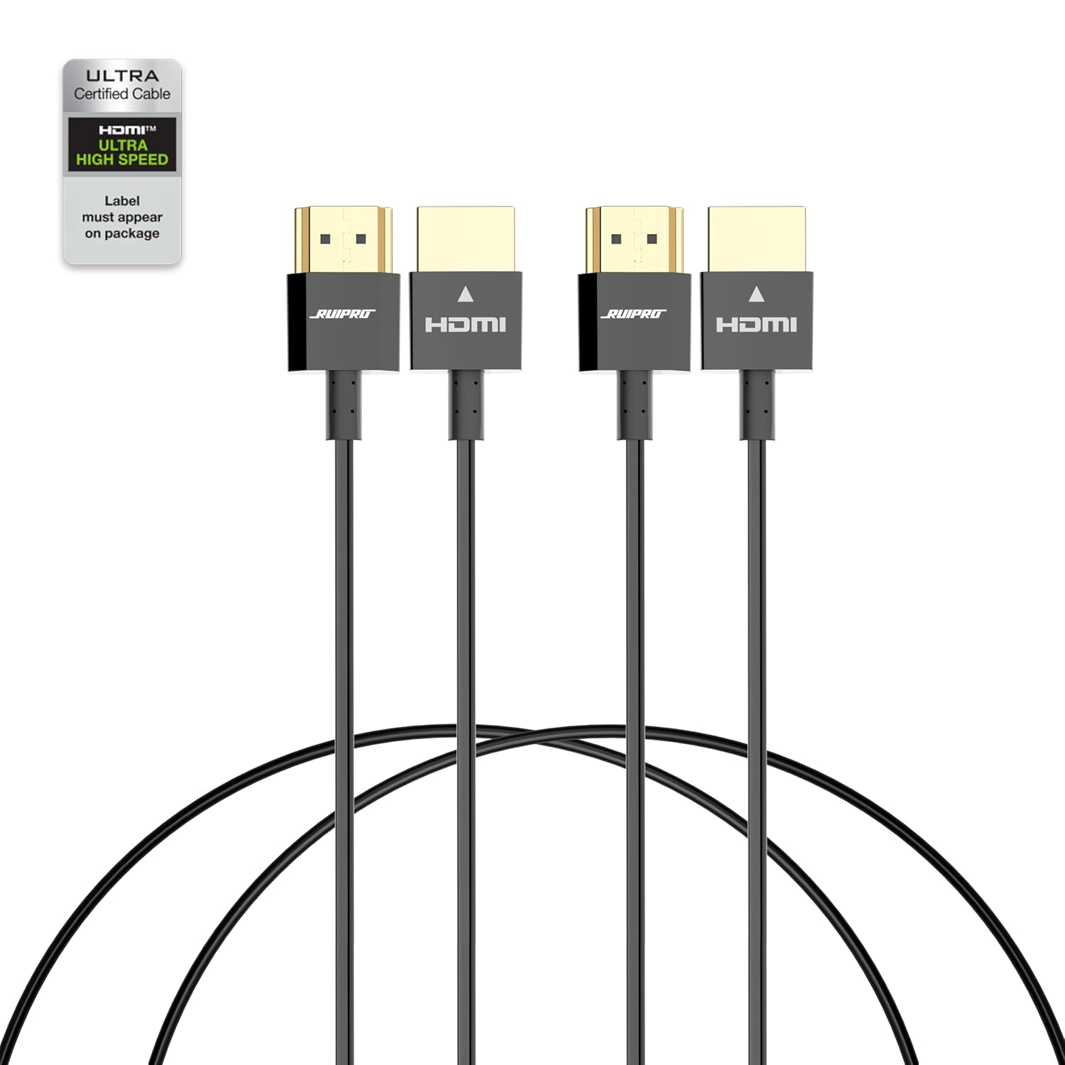 Detalle de RUIPRO Ultra Thin 8K HDMI 2.1 Cable 1.5FT (2-Pack): Ultra-Flexible High-Speed HDMI for Tight Spaces