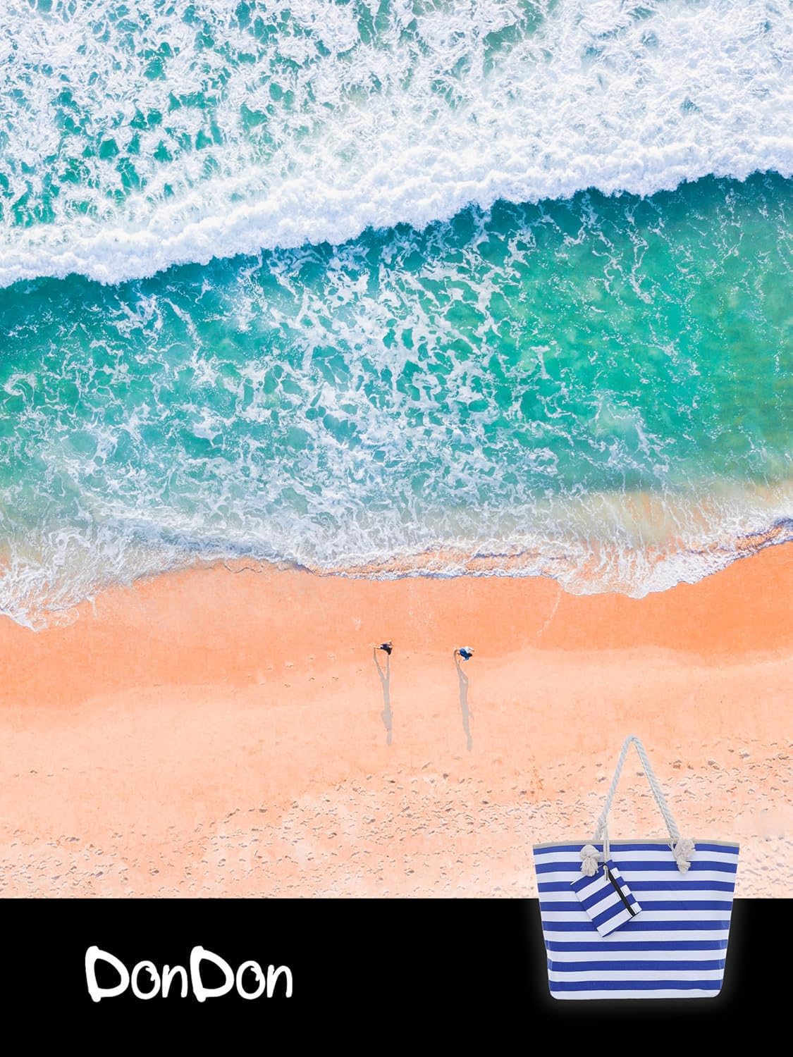 Detalle de DonDon Borsa da spiaggia grande con chiusura zip 58 x 38 x 18 cm stile marinaro