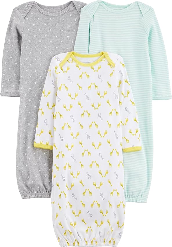 Thumbnail 4 de Simple Joys by Carter's 3-Pack Neutral Cotton Sleeper Gown 0 meses 👶