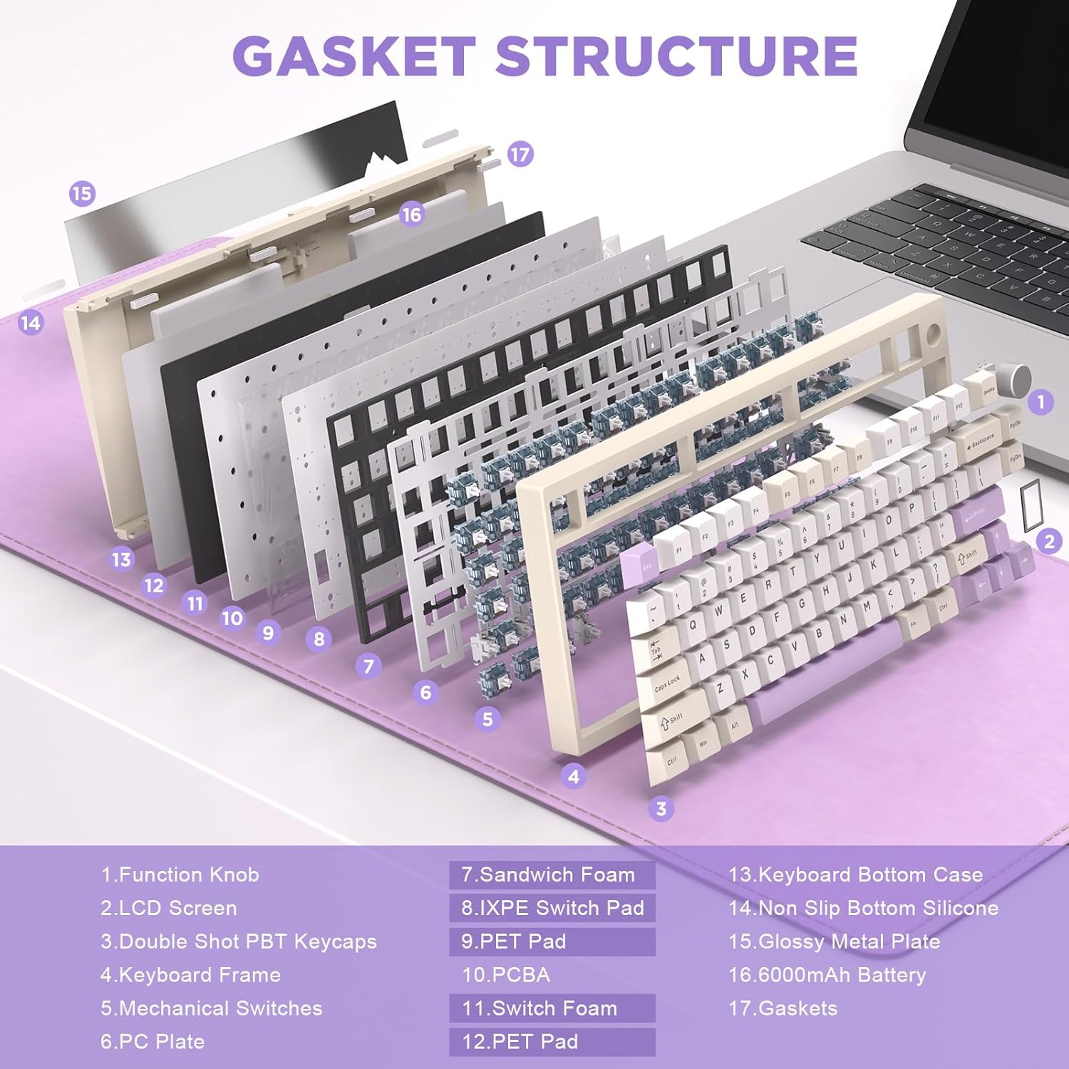 Thumbnail 4 de YUNZII AL80: Drahtlose 75% Mechanische Tastatur mit Aluminiumgehäuse, LCD-Display und QMK/VIA