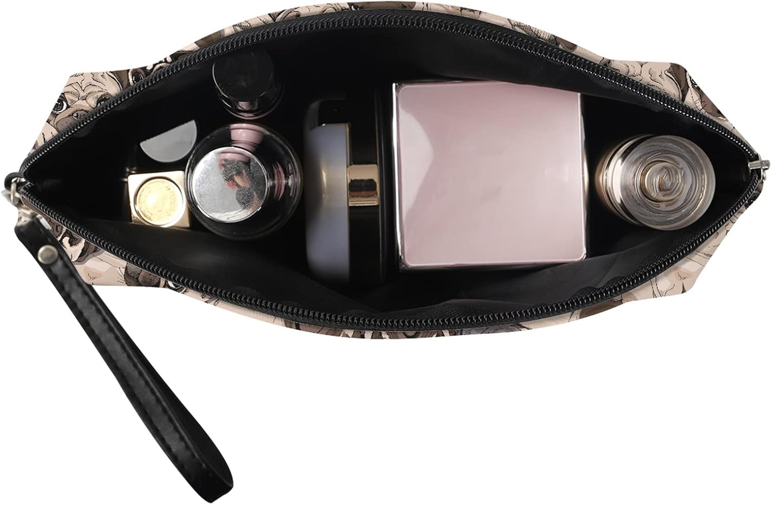 Detalle 2 de STUOARTE Small Travel Cosmetic Bag for Girls – PU Leather, Pug Print, Waterproof