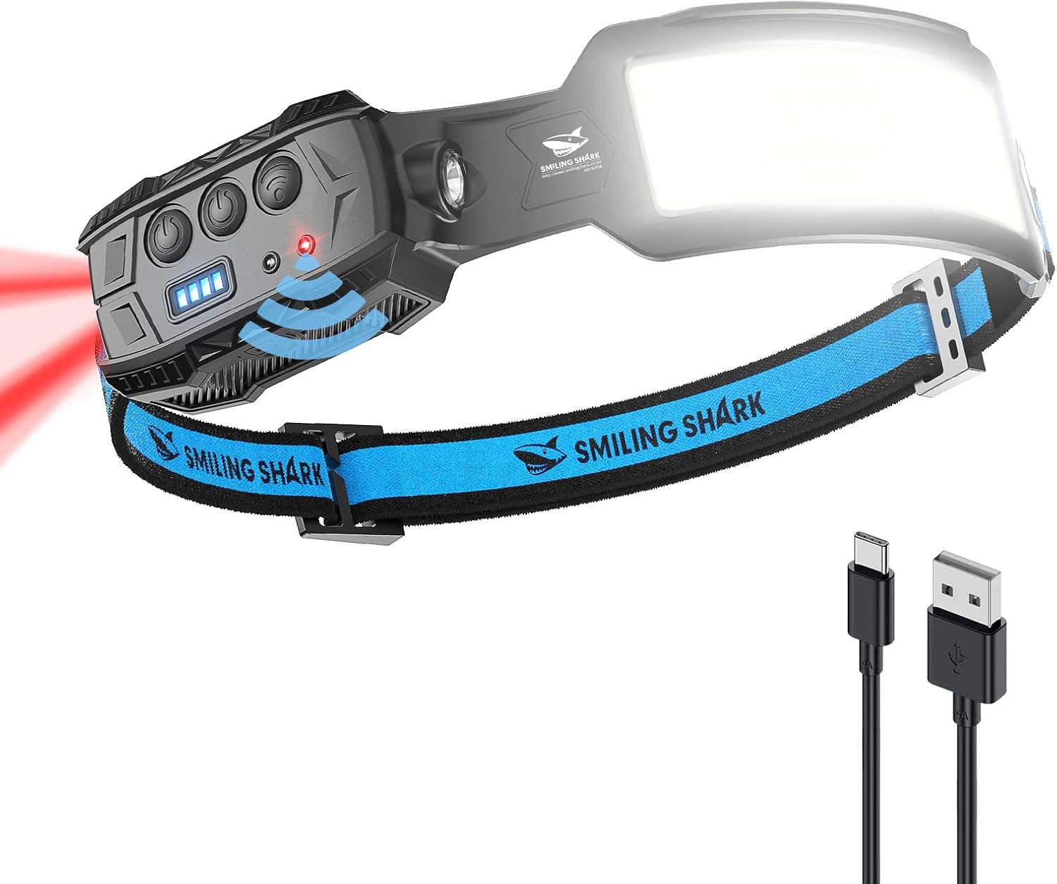 Thumbnail 6 de Smiling Shark lampa czołowa LED, 2 szt., światło 270° i czujnik ruchu