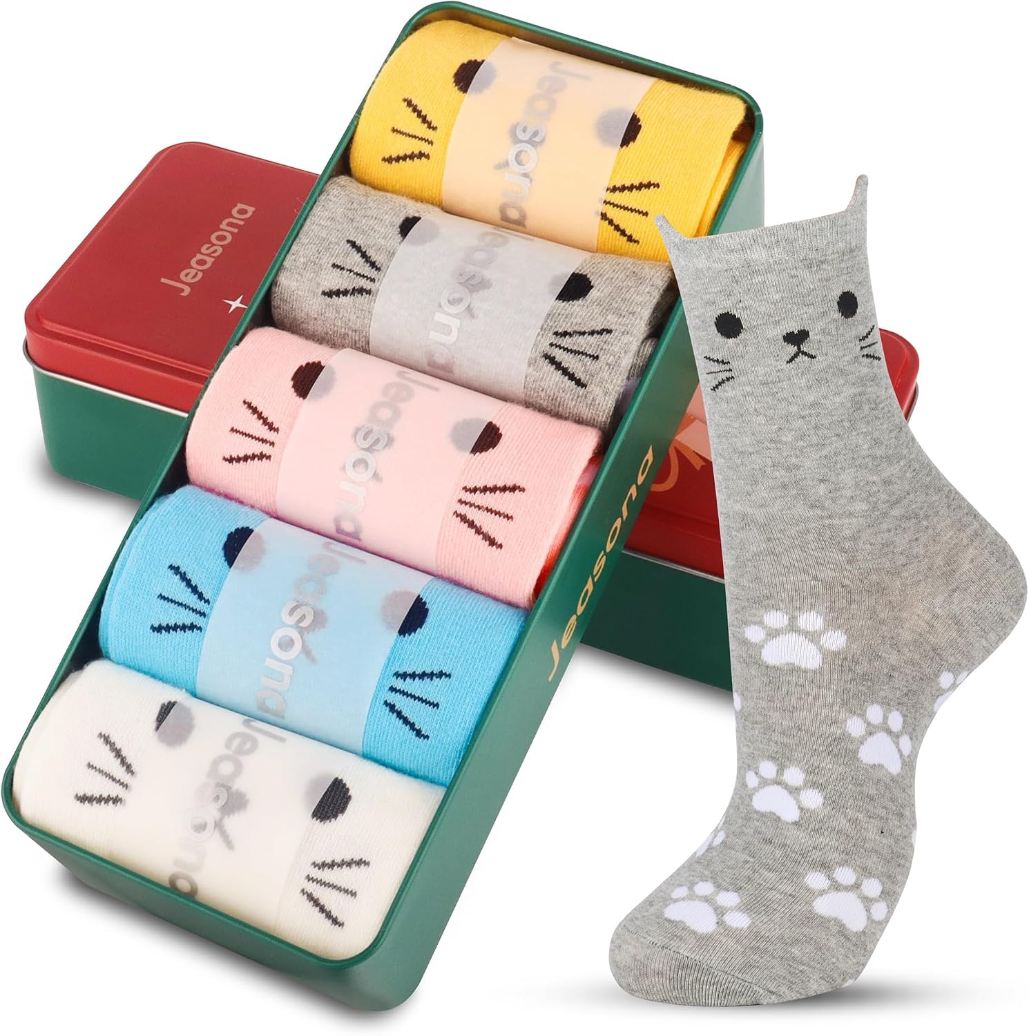 Detalle 2 de Jeasona Women's Cat Socks 22.5-25.5cm