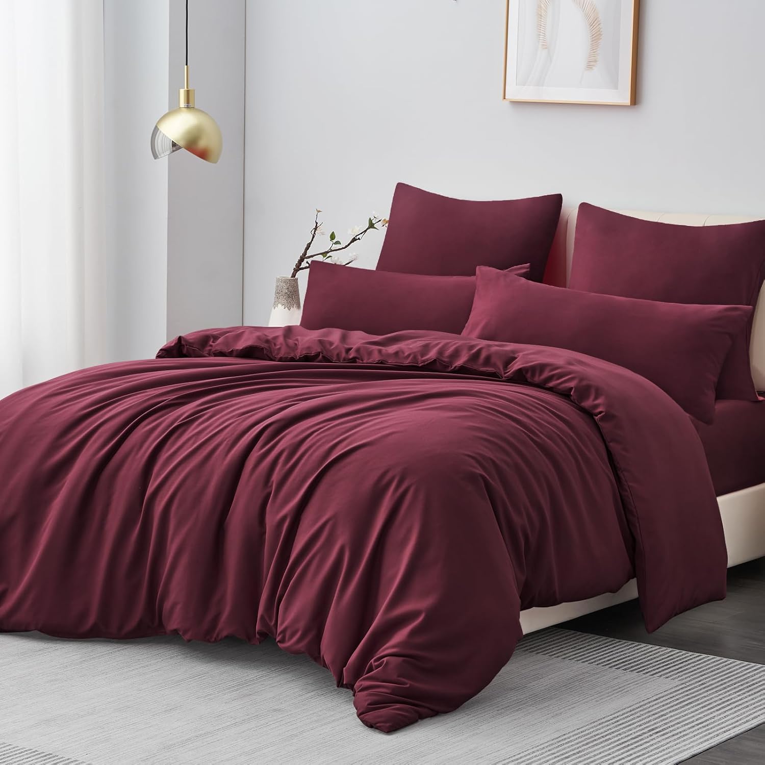 Thumbnail 1 de Aisbo Bettwäsche-Set 200x220 cm, 3-teilig, Rot – Mikrofaser, Reißverschluss, ÖKO-TEX