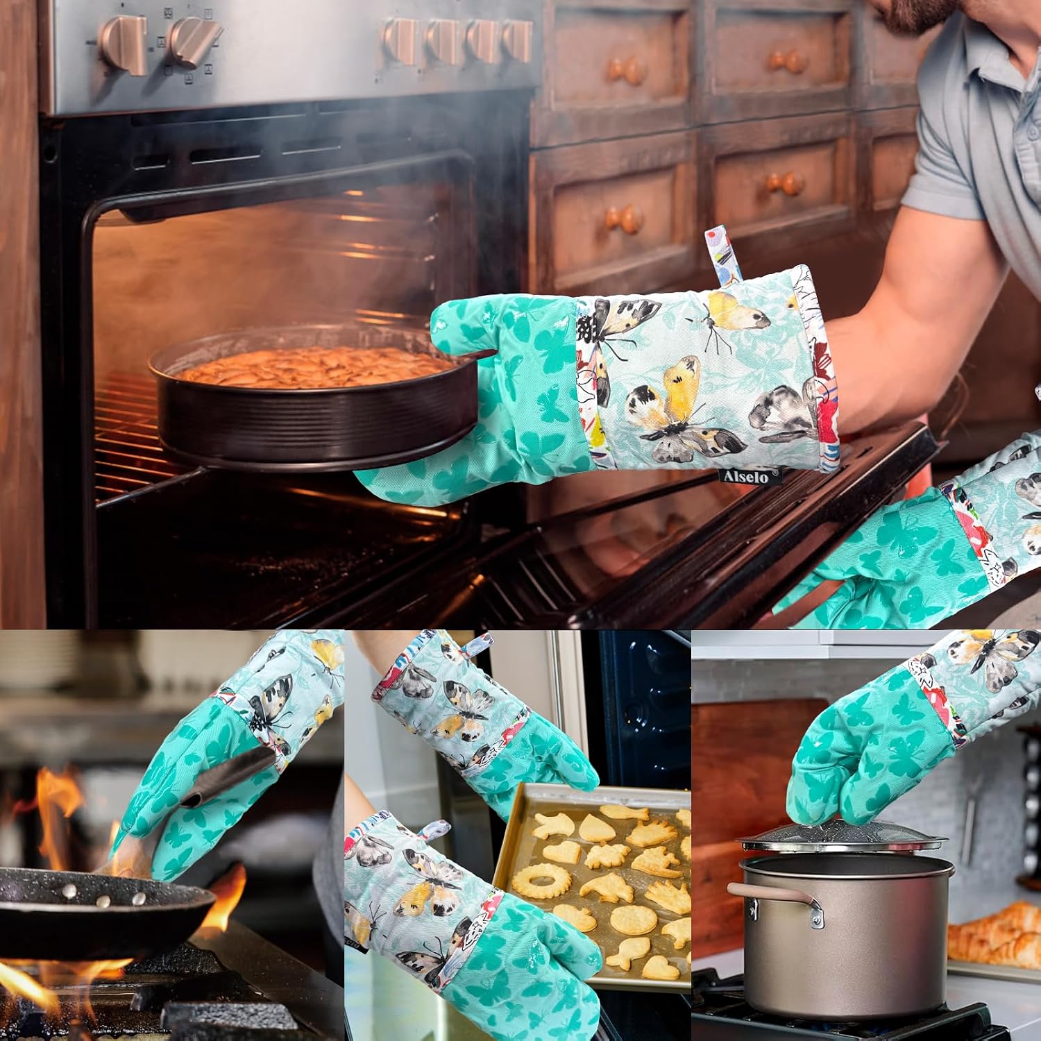 Detalle de Alselo Oven Mitts, 7" x 13.5