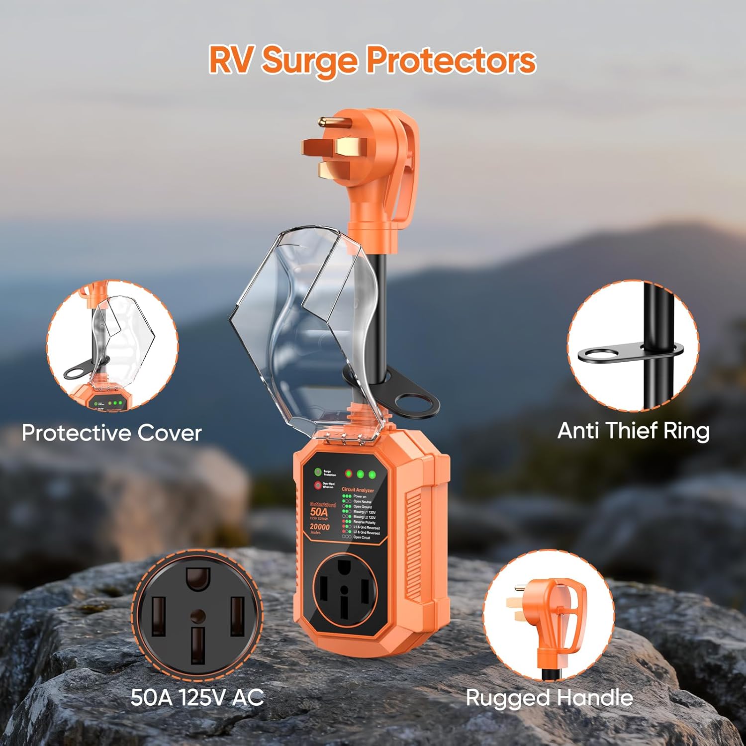 Thumbnail 3 de GutterWord 50Amp RV Surge Protector & Circuit Analyzer with IP68 Protection