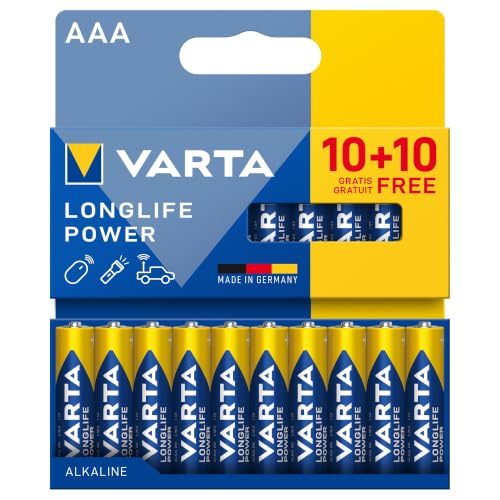 Detalle 2 de VARTA AAA Longlife Power Batterien 20er Pack (10+10) – Alkaline, 1,5 V, LR03
