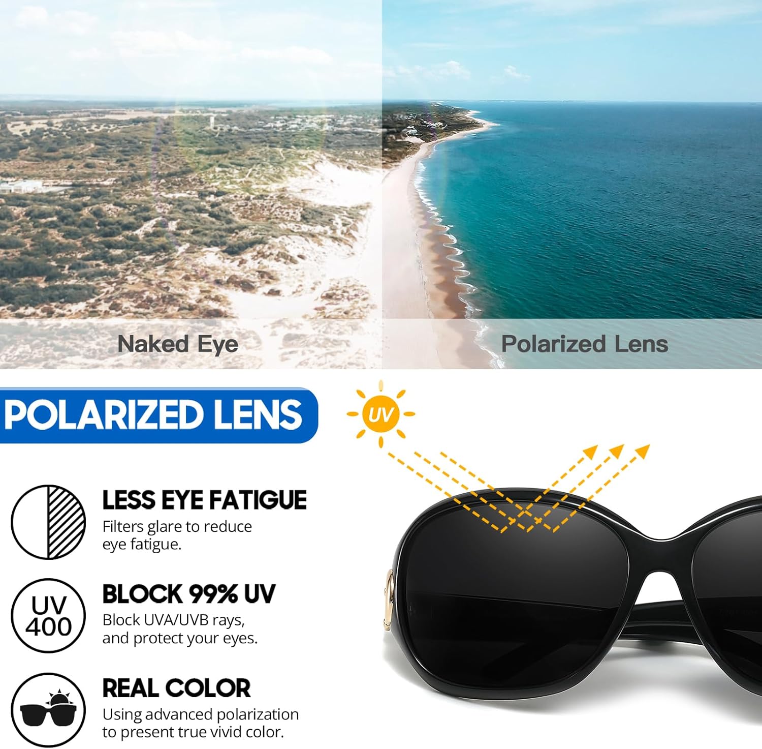 Thumbnail 2 de Myiaur Polarised Oversized Sunglasses for Women with UV400 Protection