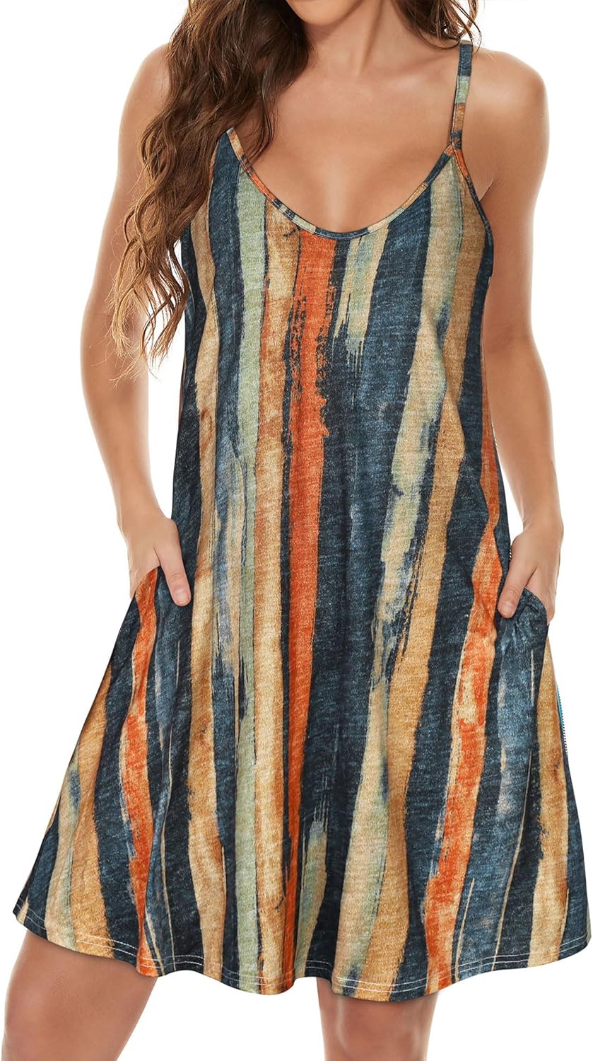 Thumbnail 3 de JOELLYUS Women's Spaghetti Strap Dress: Casual Floral Beach Dress with Pockets