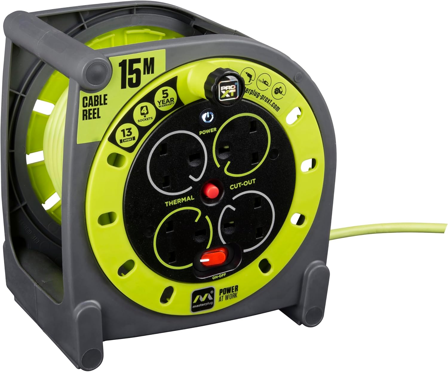 Detalle de Masterplug Pro-XT Four Socket 15m Premium Case Reel HMU15134SL