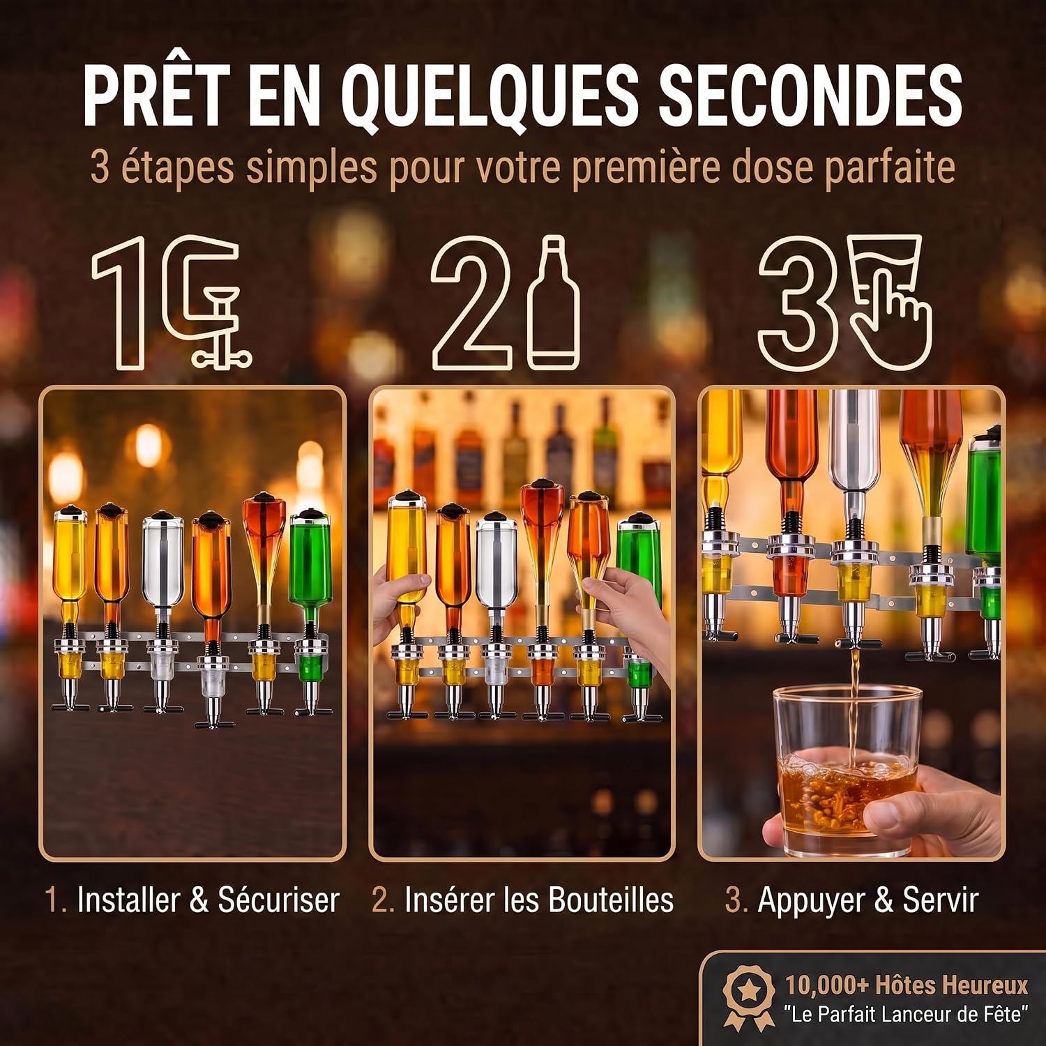 Detalle de Bar-Butler pour spiritueux – Porte-bouteilles et doseur 4 cl, version murale ou avec socle