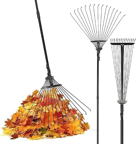 Detalle de Pelle & Sol Garden Rake - 38-63 Inch Adjustable Lawn Rake with 25 Tines