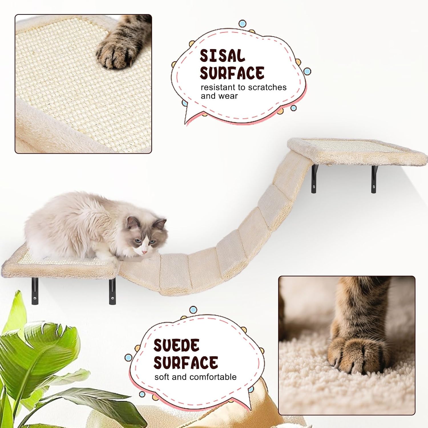 Thumbnail 4 de Masthome 4-in-1 Wall Mounted Cat Furniture: Customisable Vertical Playground for Large Cats