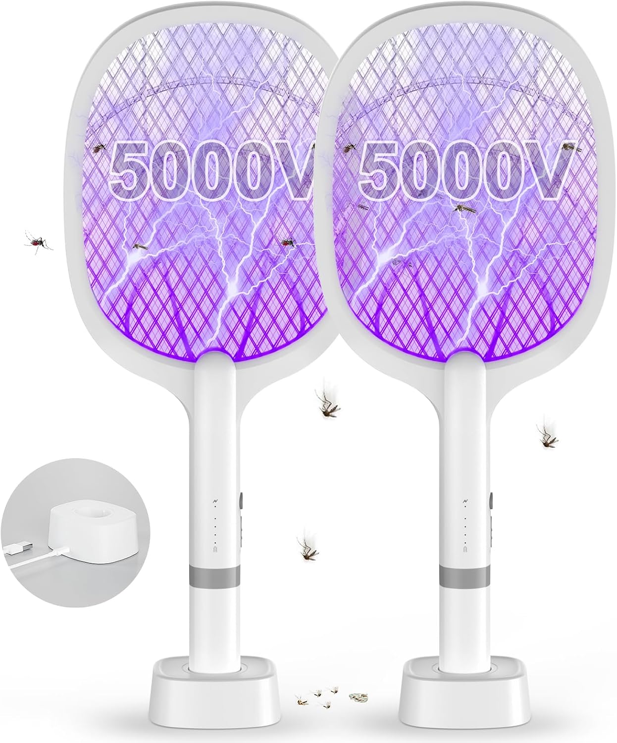 Detalle de DANGZW Electric Fly Zapper 4000V: 2-in-1 USB-C Rechargeable UV Light Trap