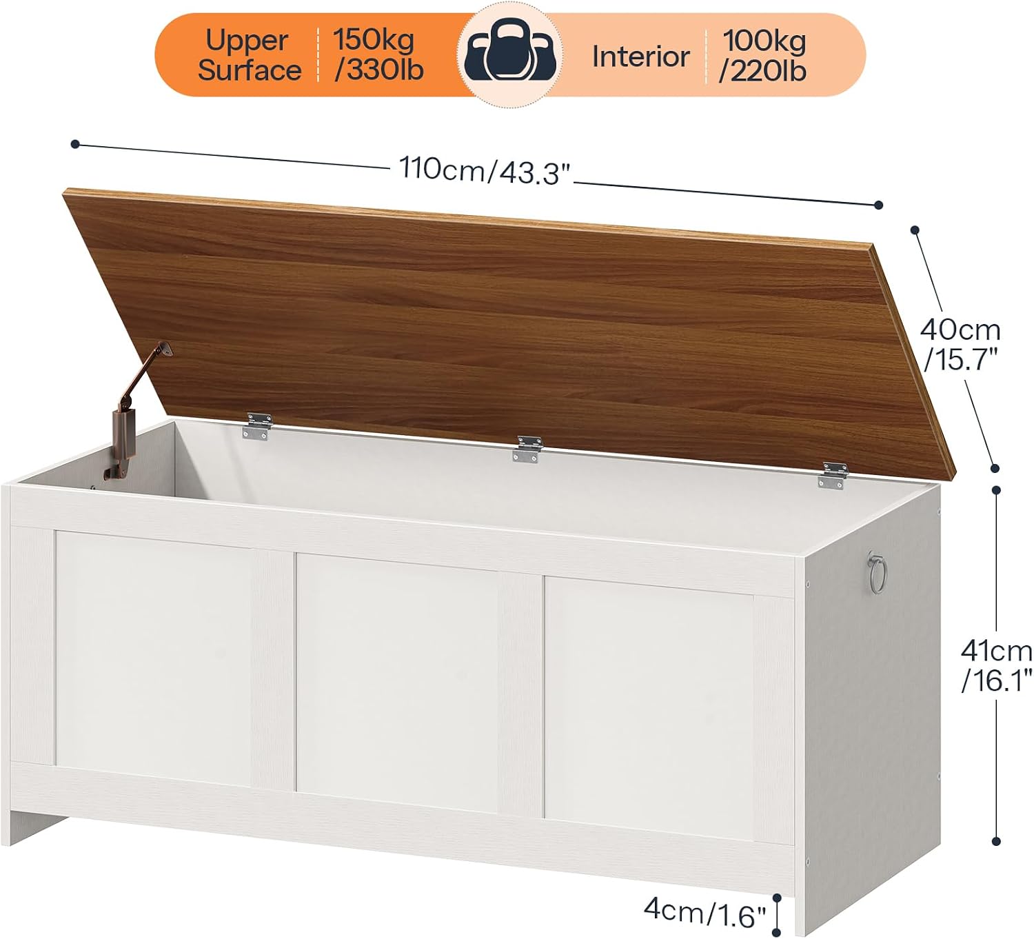 Detalle de HOOBRO Storage Bench, 43.3-inch