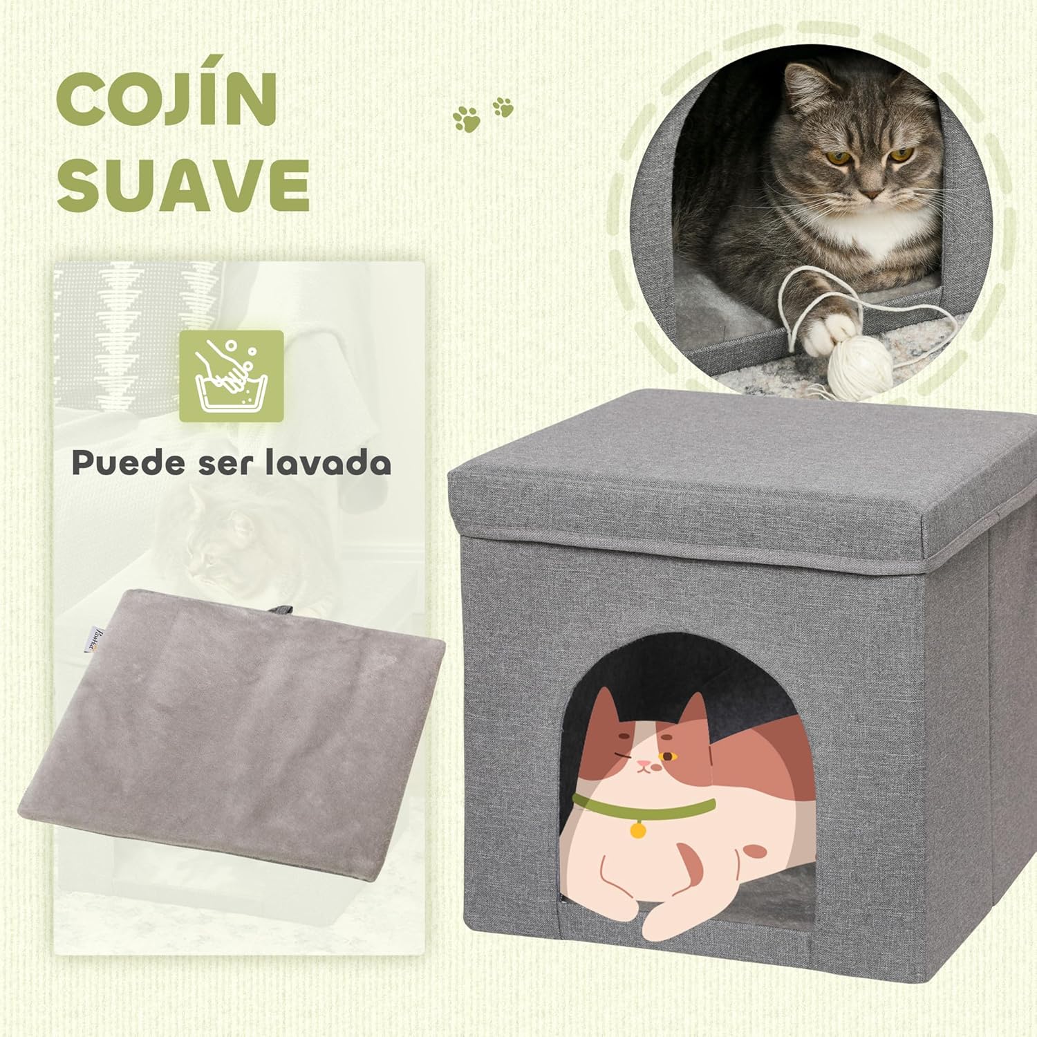 Detalle 2 de PawHut Casa para Gatos Cama Casita 36,5 cm