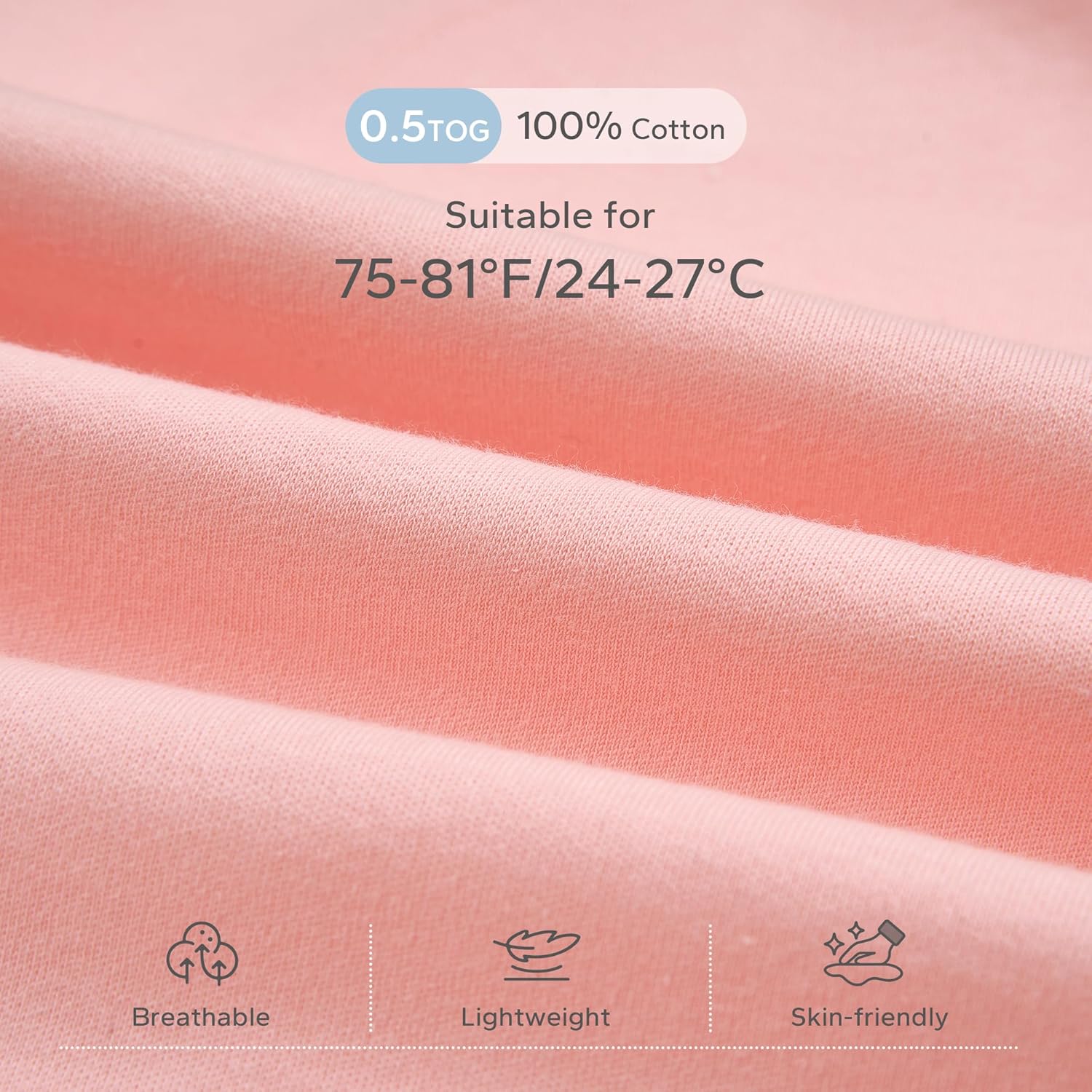 Thumbnail 1 de ZIGJOY Baby Sleeping Bag 0.5 Tog (100% Cotton) Summer Newborn Sleep Sack, Pink & Bunny Flower