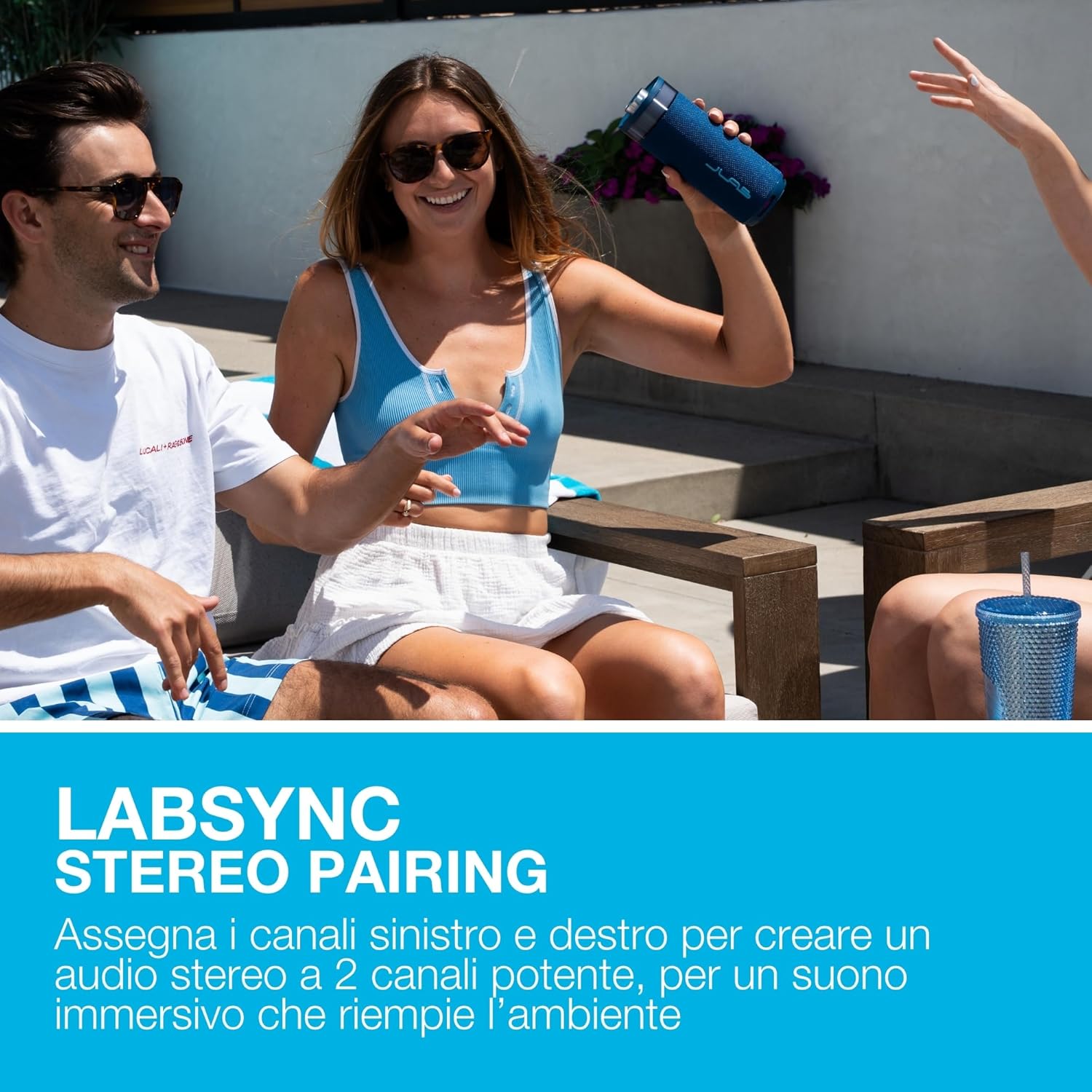 Thumbnail 4 de JLab Go Party cassa Bluetooth portatile 10W con luci RGB e autonomia 16+ ore, IP56 (Blu Navy)