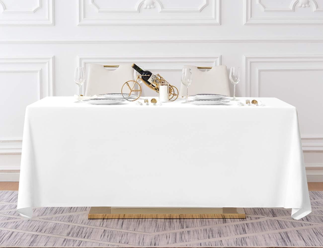 Detalle 2 de Surmente 10 Pack White Rectangle Tablecloth 90 x 156 Inches