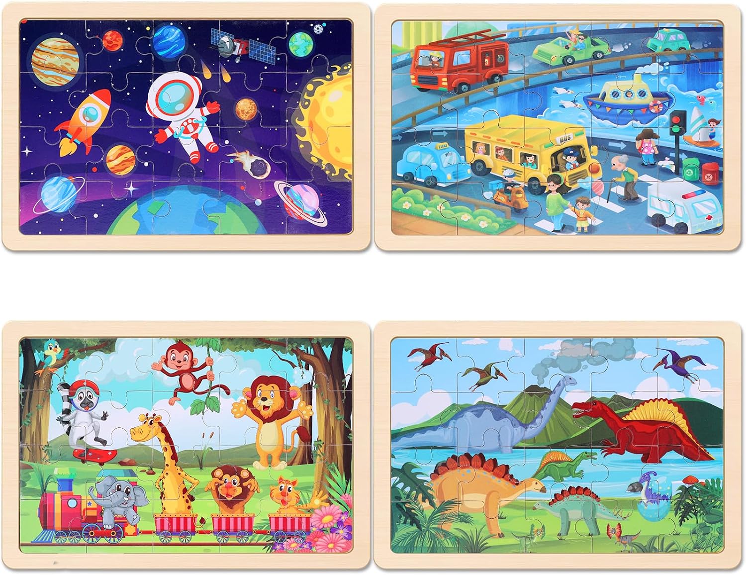 Detalle de Wooden Educational Jigsaw Puzzles 4-Pack 🧩