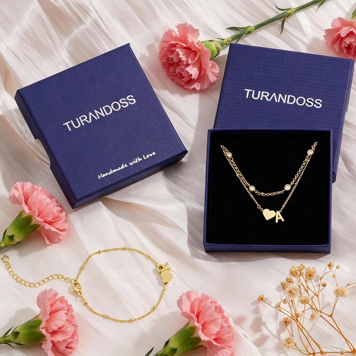 Thumbnail 5 de Turandos Herz Armband mit Buchstaben Damen Gold – 14K vergoldete Initialenarmband mit Zirkonia