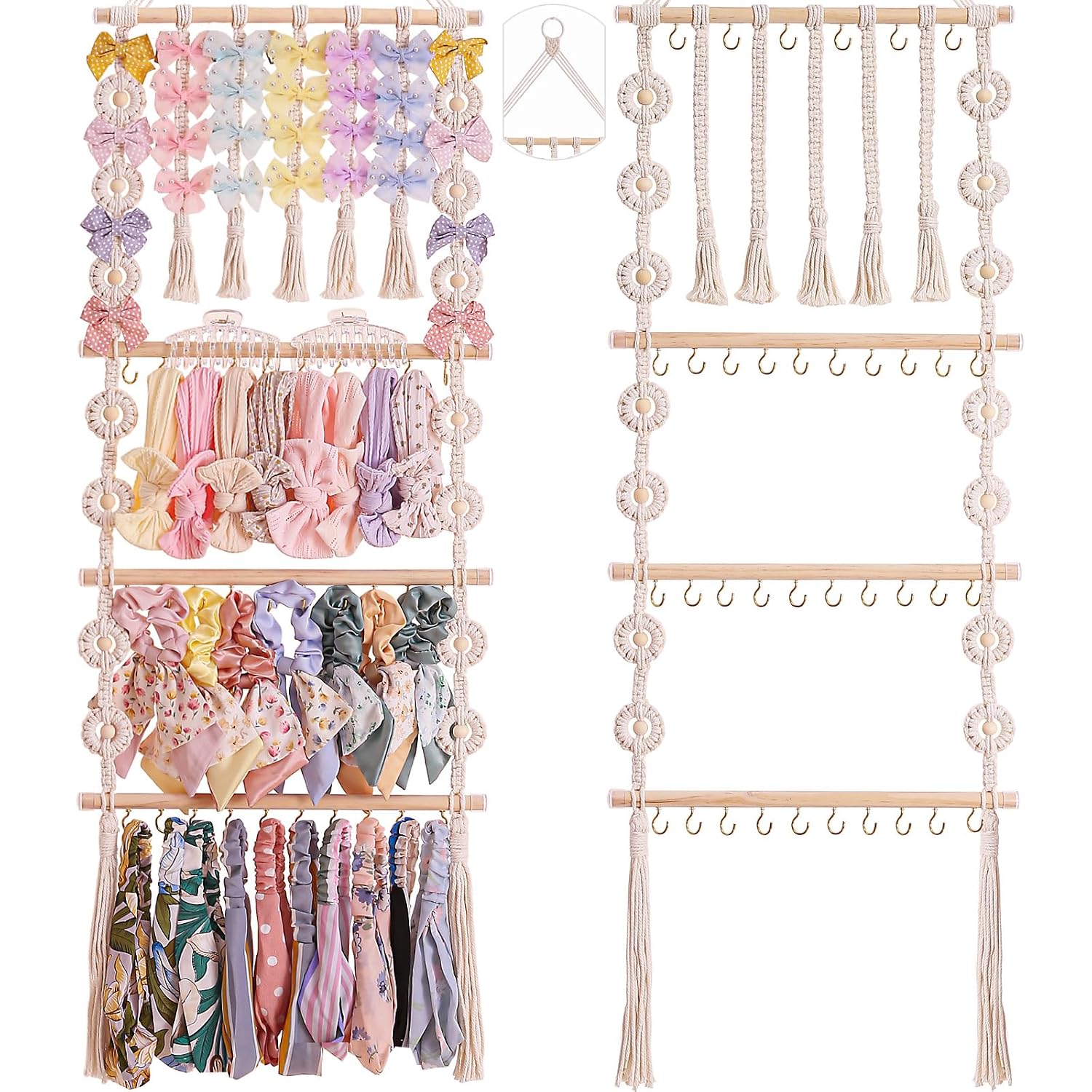 Detalle de Officentra Bow Organizer for Girls with 20 Metal Hooks and 5 Lanyards