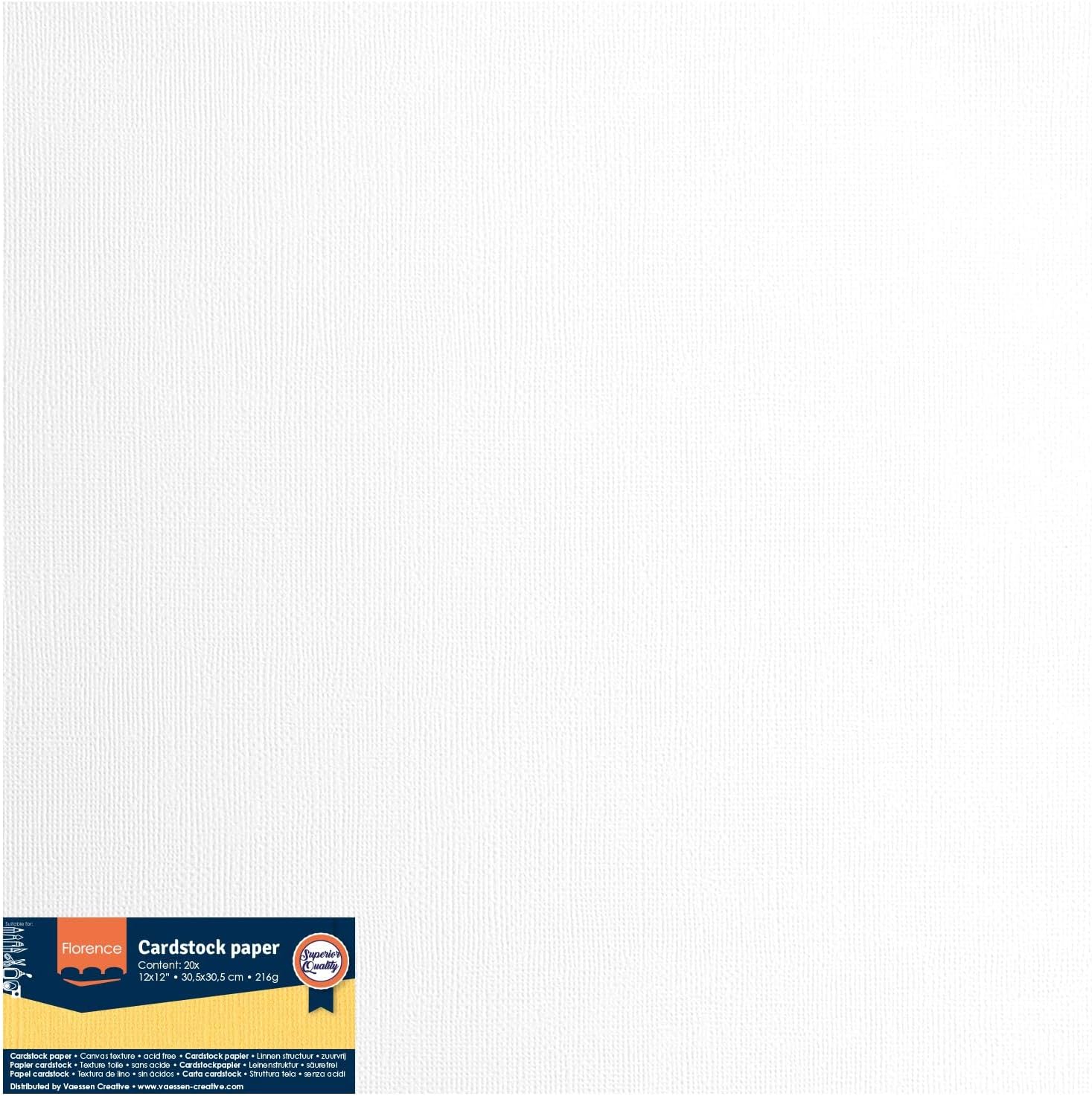 Thumbnail 5 de Cartoncino Florence Testurizzata — 20 fogli, 30,5 x 30,5 cm, Bianco, 216 gsm