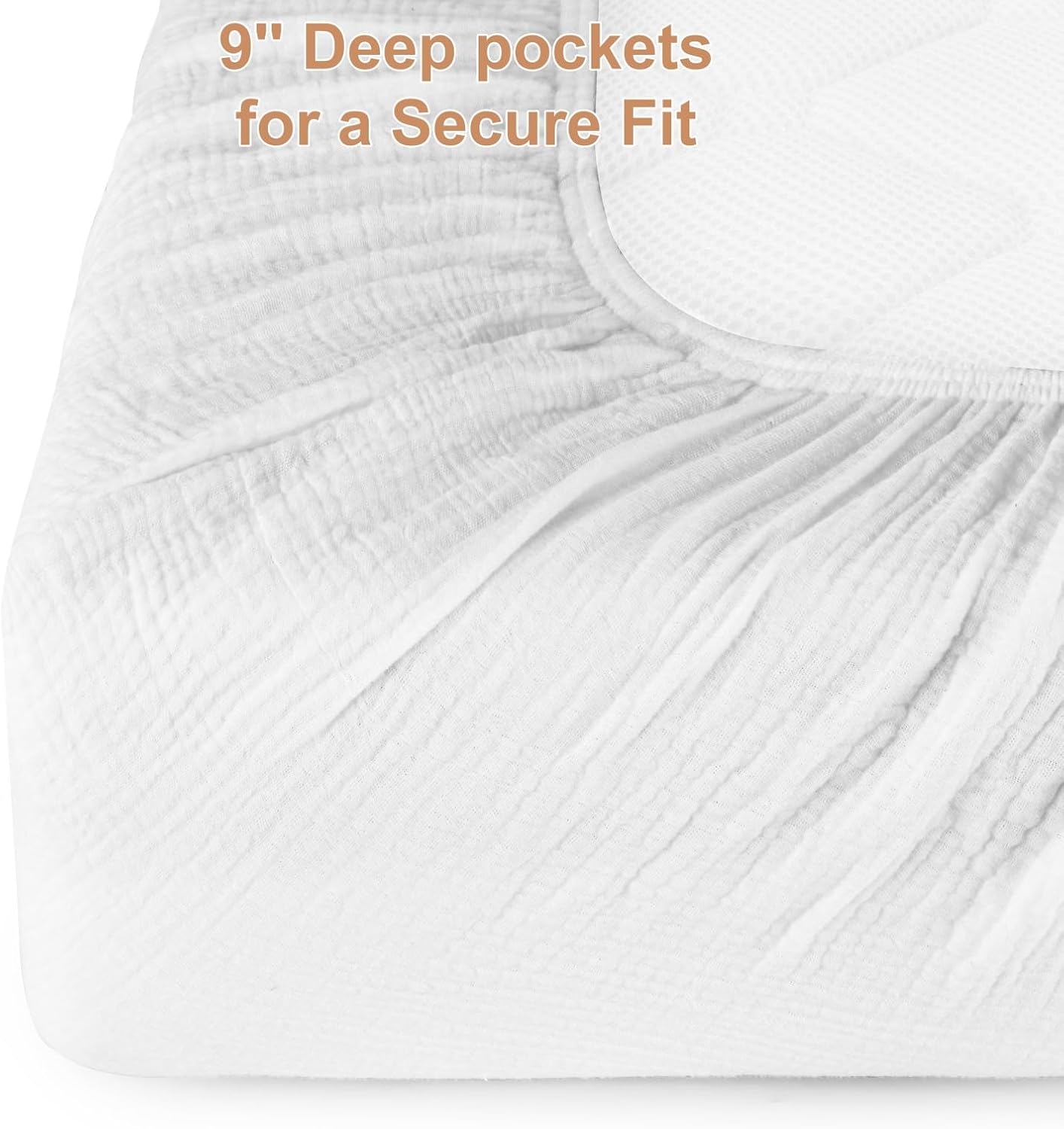 Detalle 1 de Pet Rejoir Muslin Crib Sheets, 2-Pack, 100% Cotton, 9-Inch Pockets