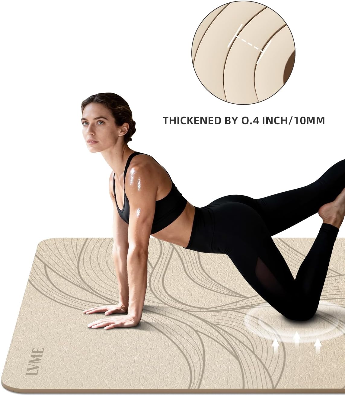 Detalle de lvme Extra-Large Yoga Mat, 193 x 122 cm, 10 mm TPE, Non-Slip