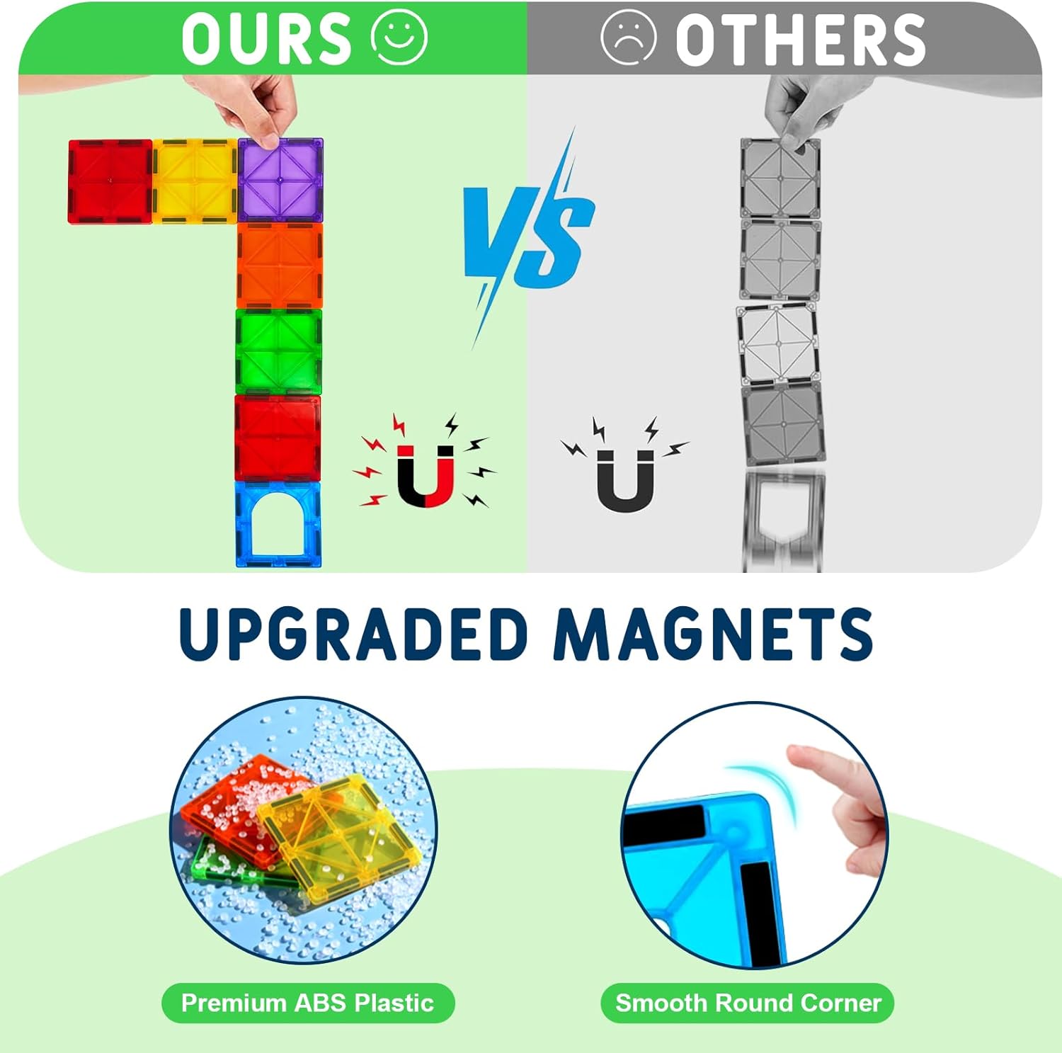 Thumbnail 3 de Magnetische Bausteine 120-tlg. Set mit 2 Magnetfiguren und 2 Autos – Montessori Magnetspielzeug für Kinder ab 4 Jahren