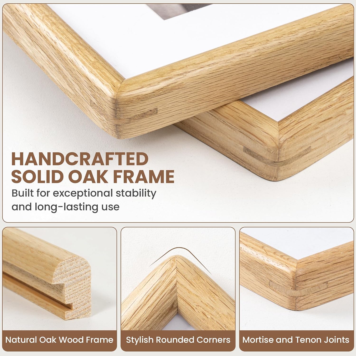 Detalle de KovaScape 8.5x11 Picture Frame in Solid Oak with Tempered Glass
