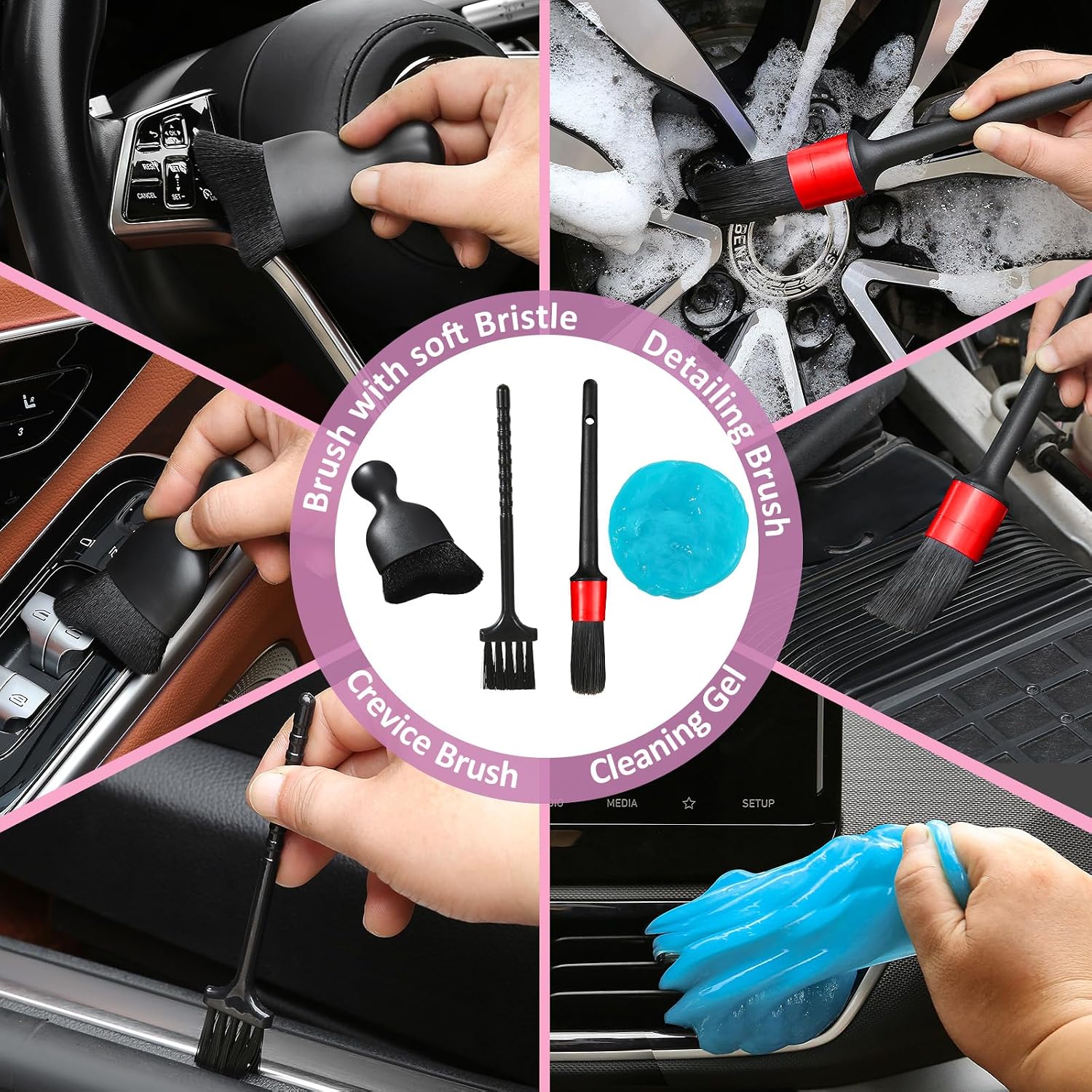 Detalle 2 de Qydipclin Windshield Cleaner Kit 10pcs, 4 Pads, Extendable Handle