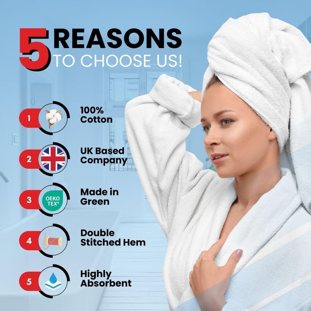 Thumbnail 1 de Infinitee Xclusives White Bath Towels Set of 4 (70x140 cm) – 100% Cotton, Ultra-Absorbent, Quick-Dry