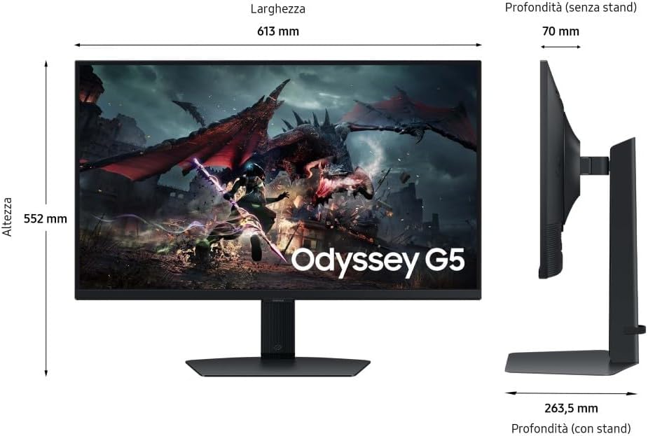 Detalle de Samsung Odyssey G5 S27DG502: monitor da gaming IPS 27" con 180 Hz e QHD