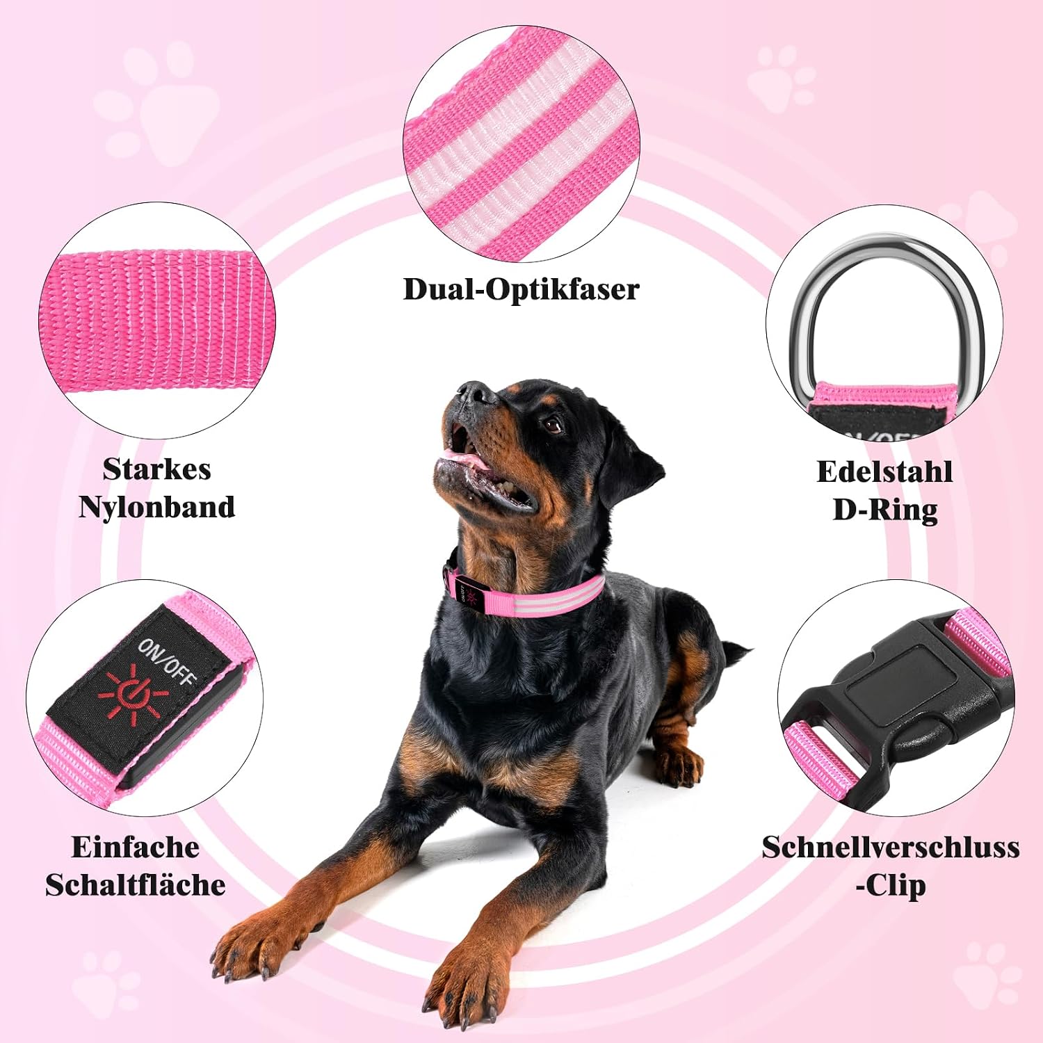 Detalle 2 de Weesiber Leuchthalsband Hund LED, aufladbar, M